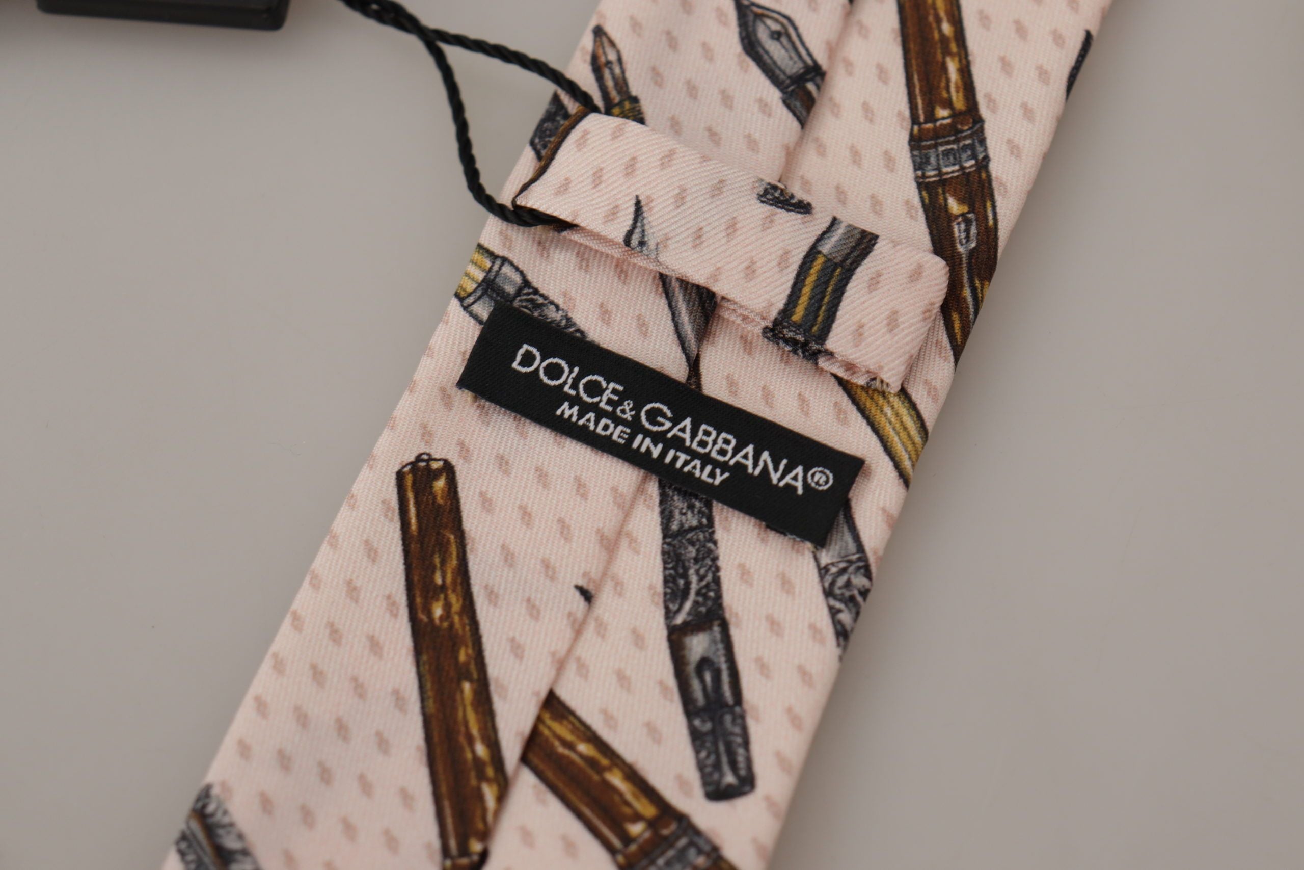 Dolce & Gabbana Pink Pen Dots Print 100% копринен аксесоар с регулируема вратовръзка