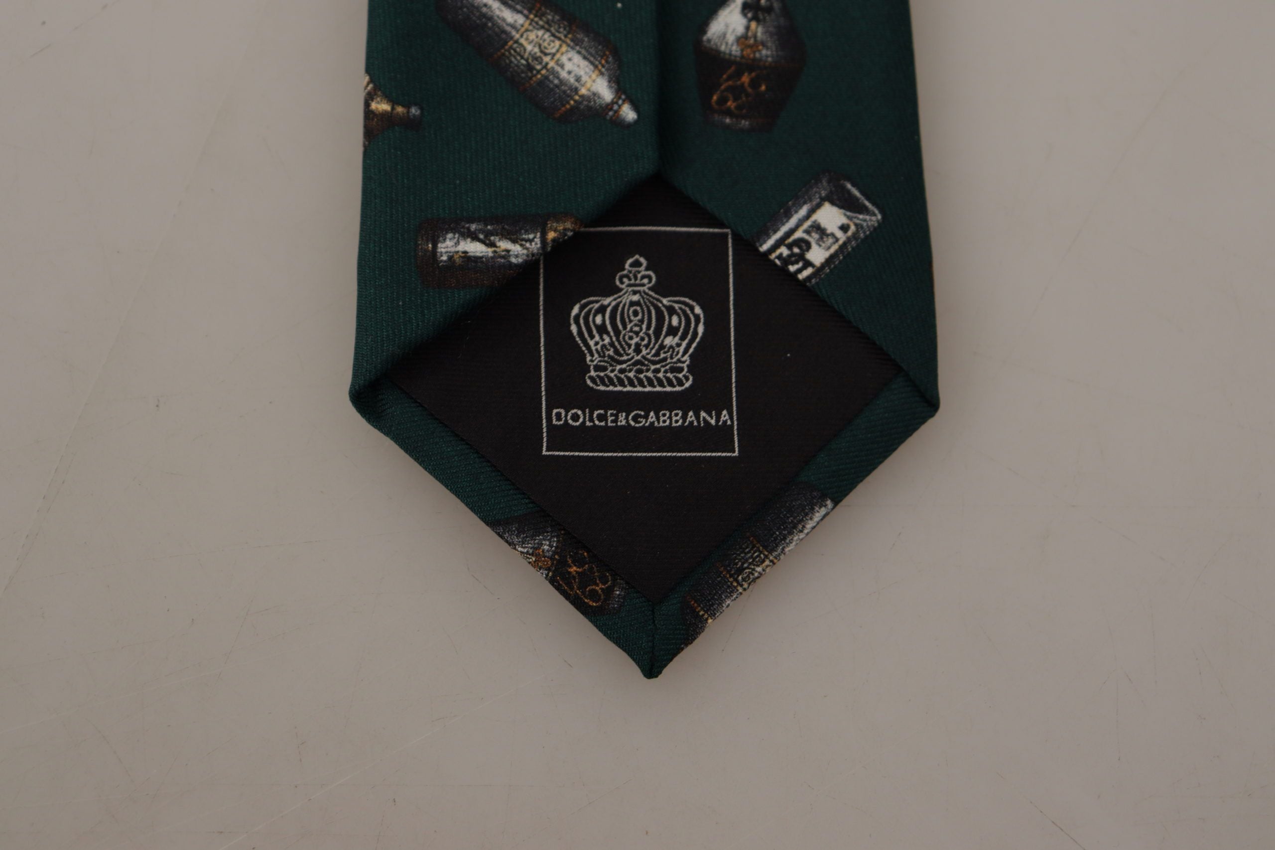 Копринена регулируема вратовръзка за аксесоар Dolce & Gabbana Black Bottle Fantasy Print