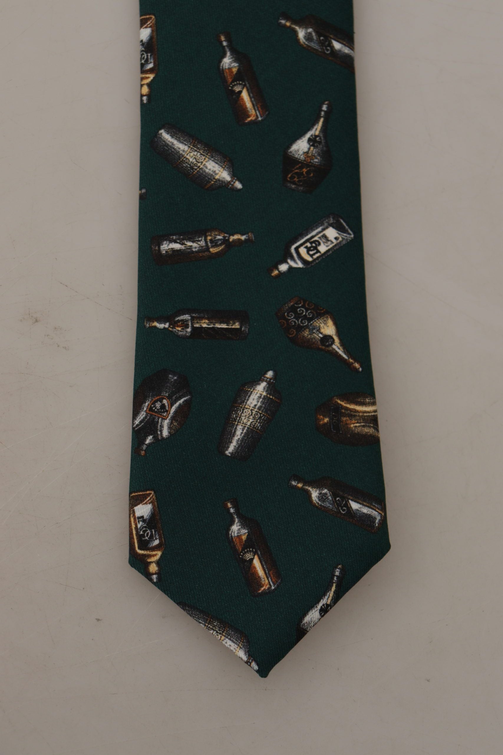 Копринена регулируема вратовръзка за аксесоар Dolce & Gabbana Black Bottle Fantasy Print