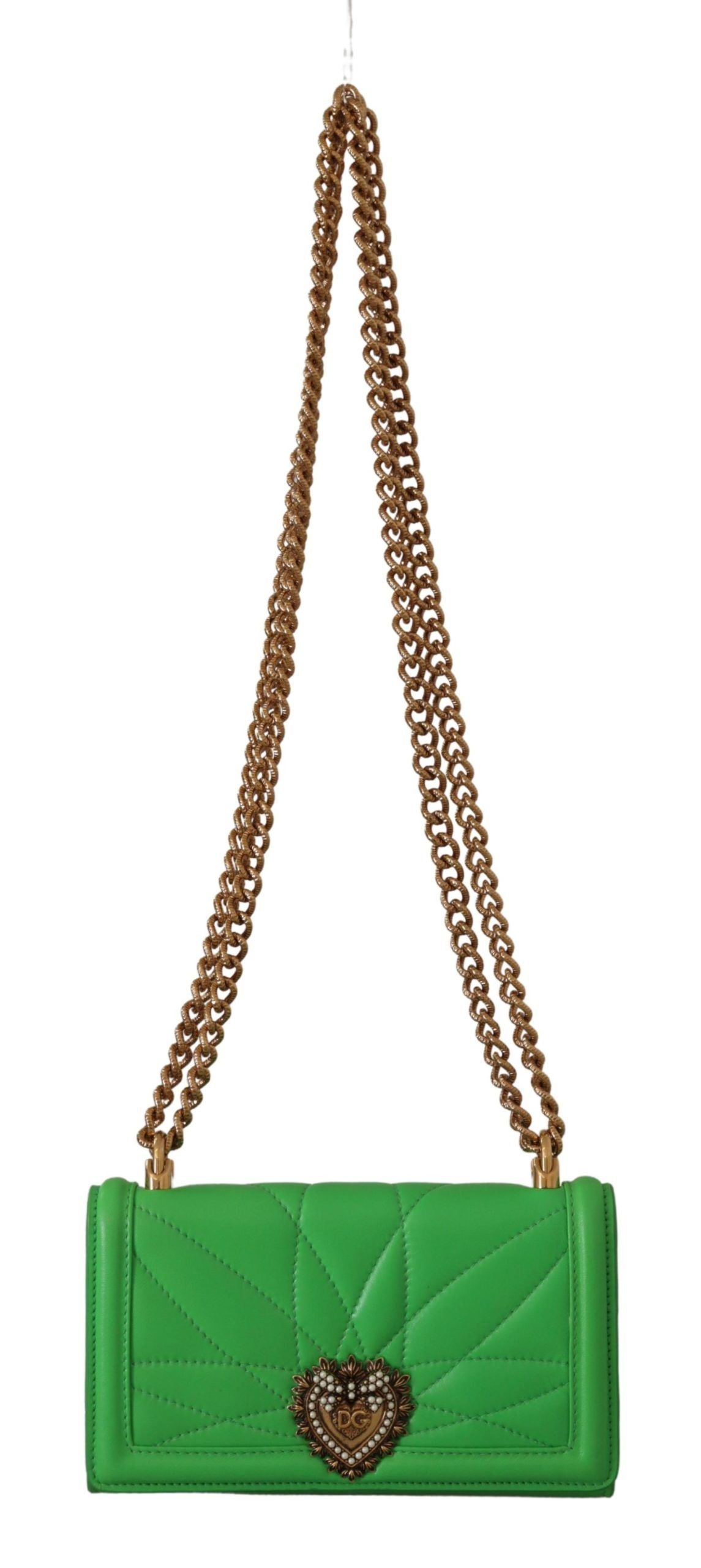 Портфейл Dolce & Gabbana Green Leather Devotion Cardholder IPHONE 11 PRO