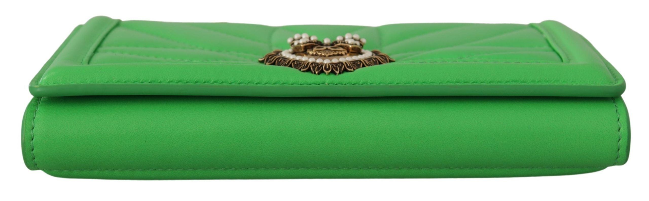 Портфейл Dolce & Gabbana Green Leather Devotion Cardholder IPHONE 11 PRO