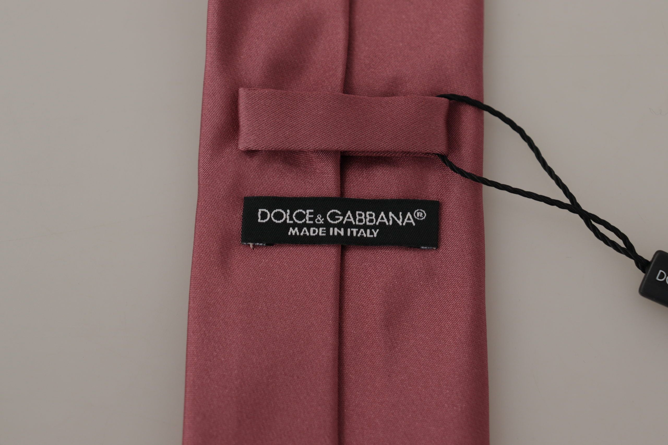 Копринена регулируема вратовръзка Dolce & Gabbana, розов плътен принт, вратовръзка-аксесоар