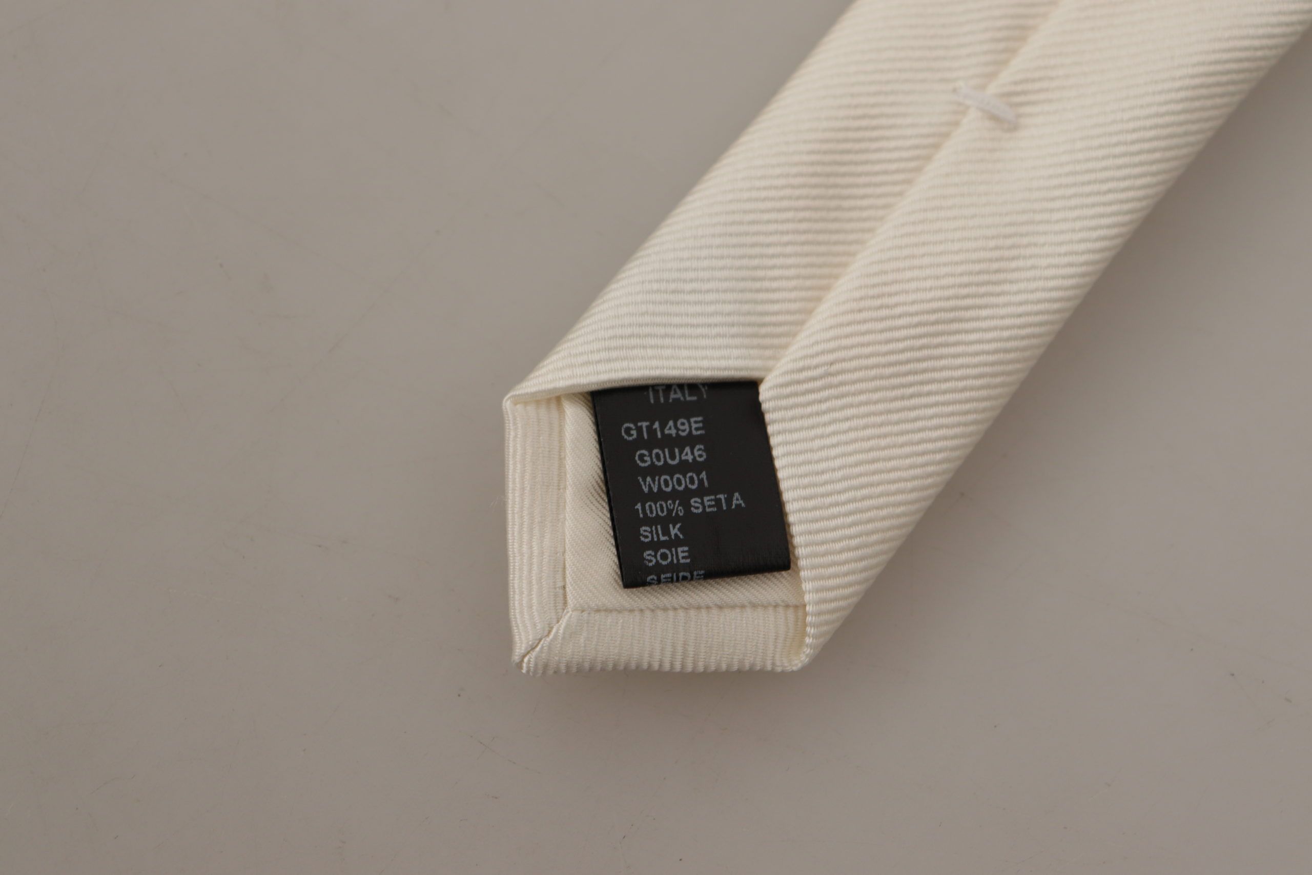 Dolce & Gabbana Off-White 100% копринена тънка регулируема аксесоарна вратовръзка