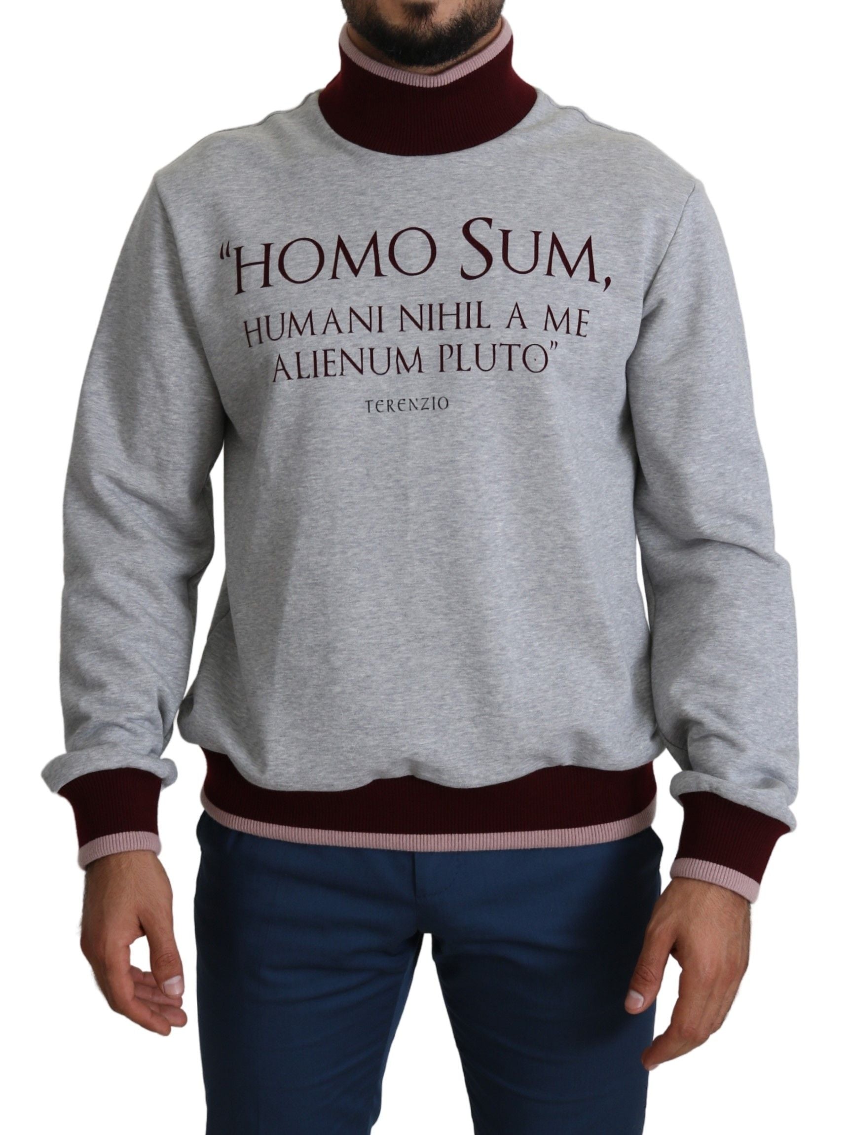 Сив пуловер с водолазка Dolce & Gabbana Homo Sum