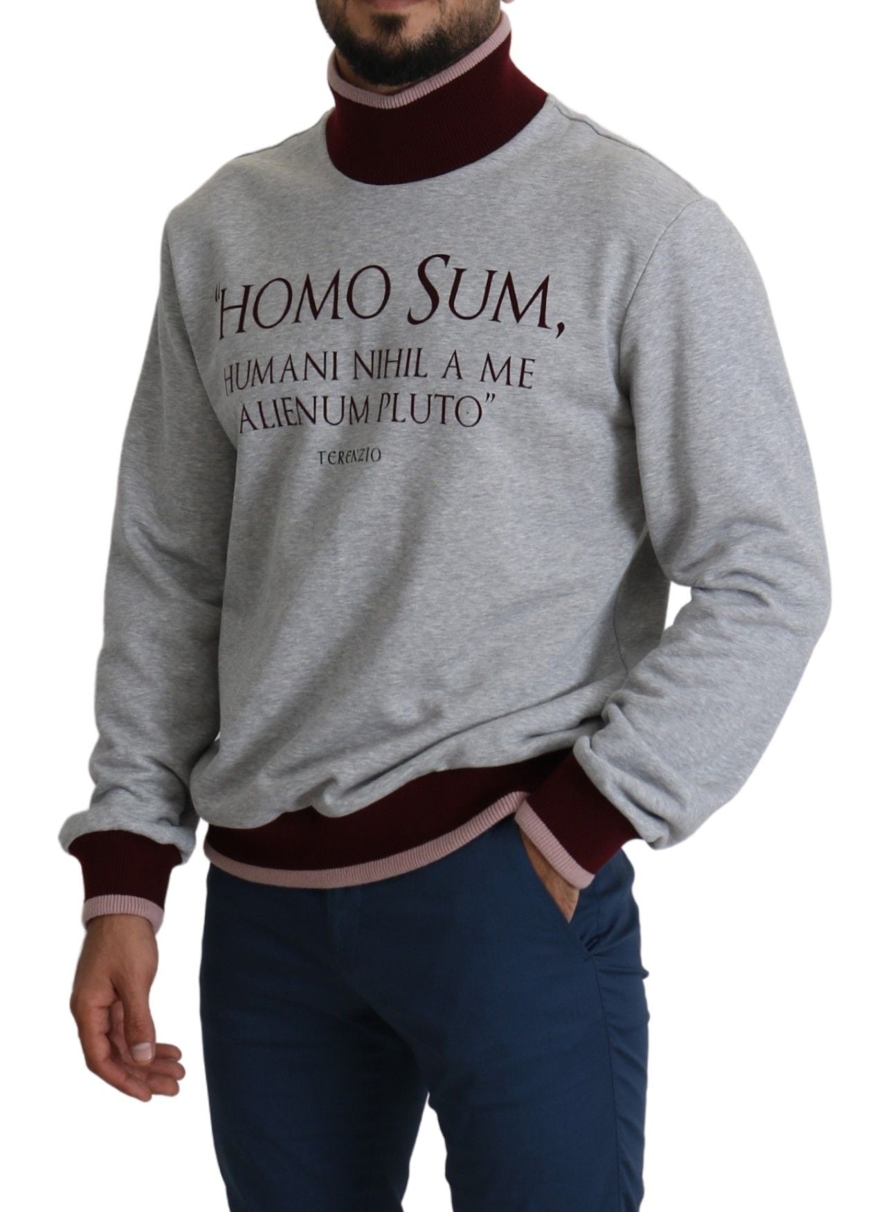 Сив пуловер с водолазка Dolce & Gabbana Homo Sum