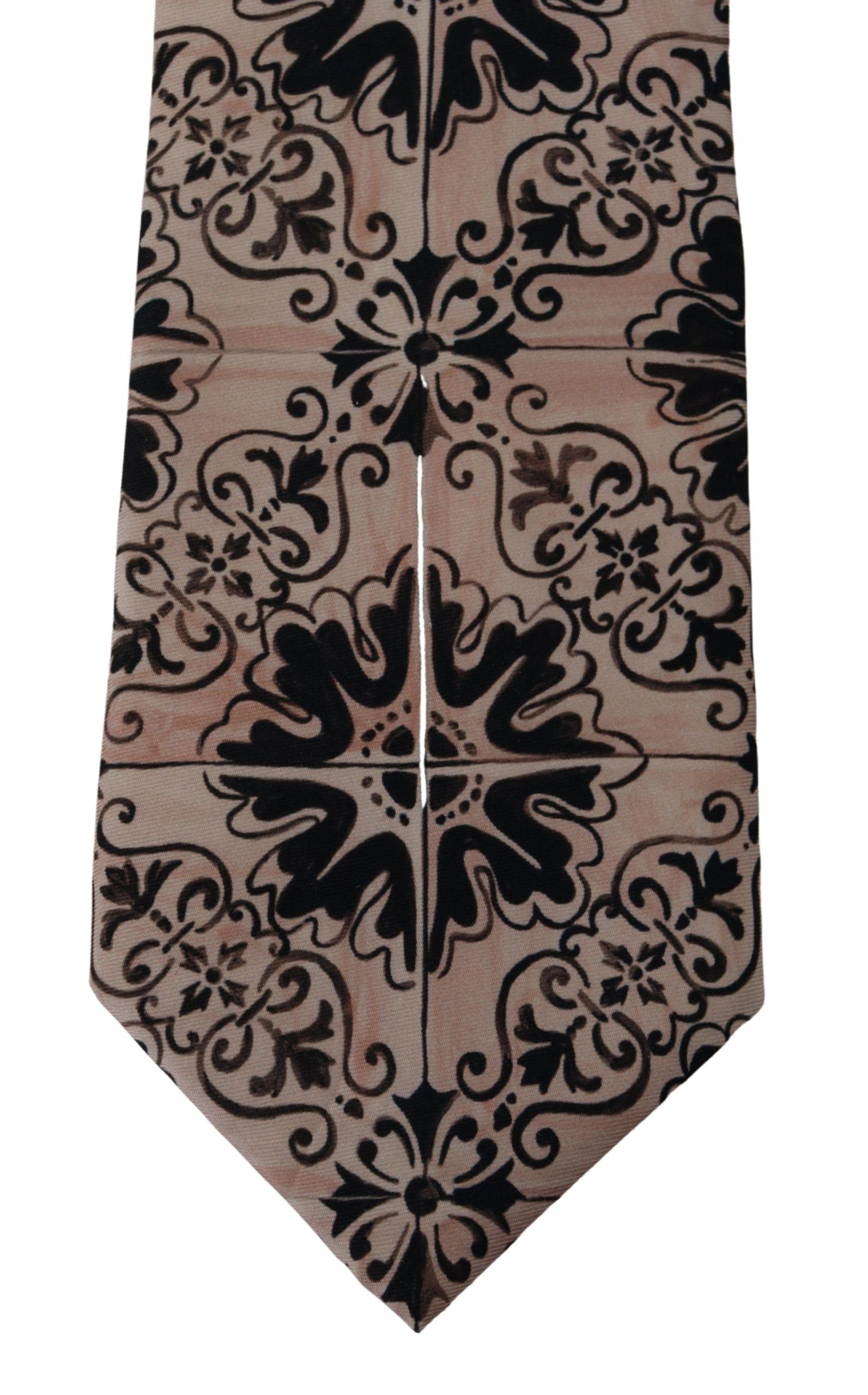 Бежов аксесоар за вратовръзка Dolce & Gabbana Fantasy Pattern Черен