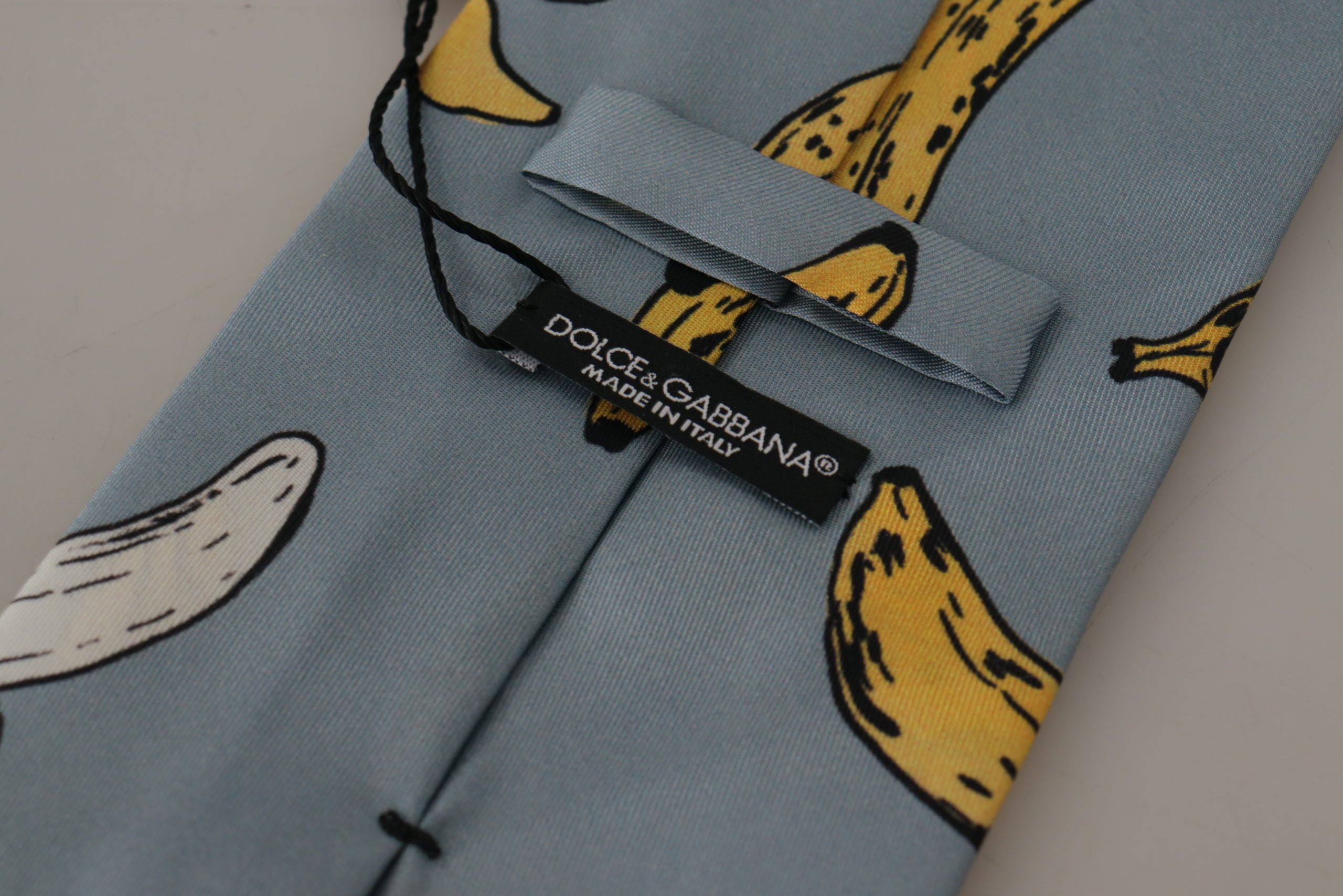 Dolce & Gabbana Аксесоар за вратовръзка със синьо-жълт банан и 100% копринена вратовръзка