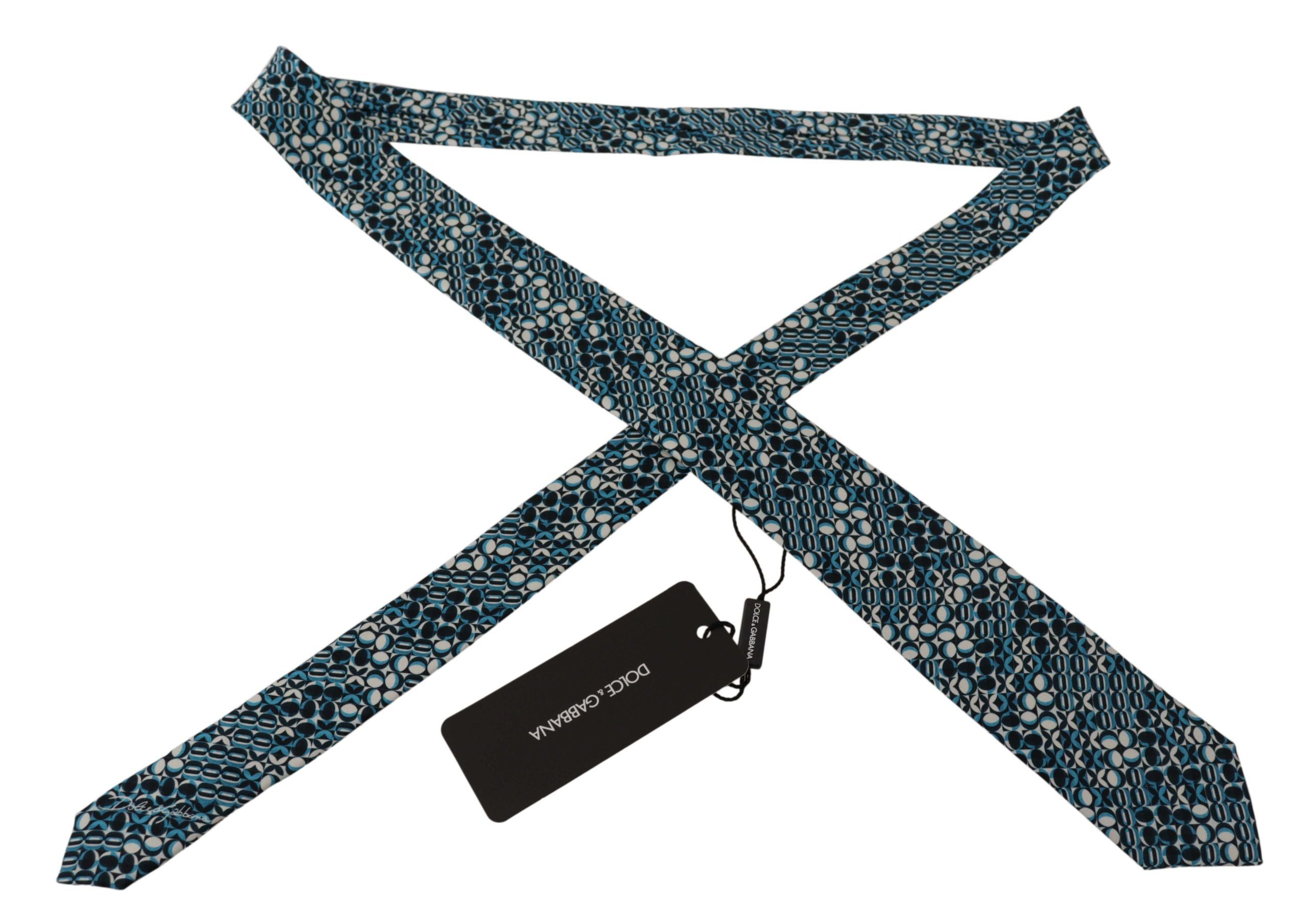 Копринена регулируема вратовръзка за аксесоар Dolce & Gabbana Blue Circle Fantasy Print