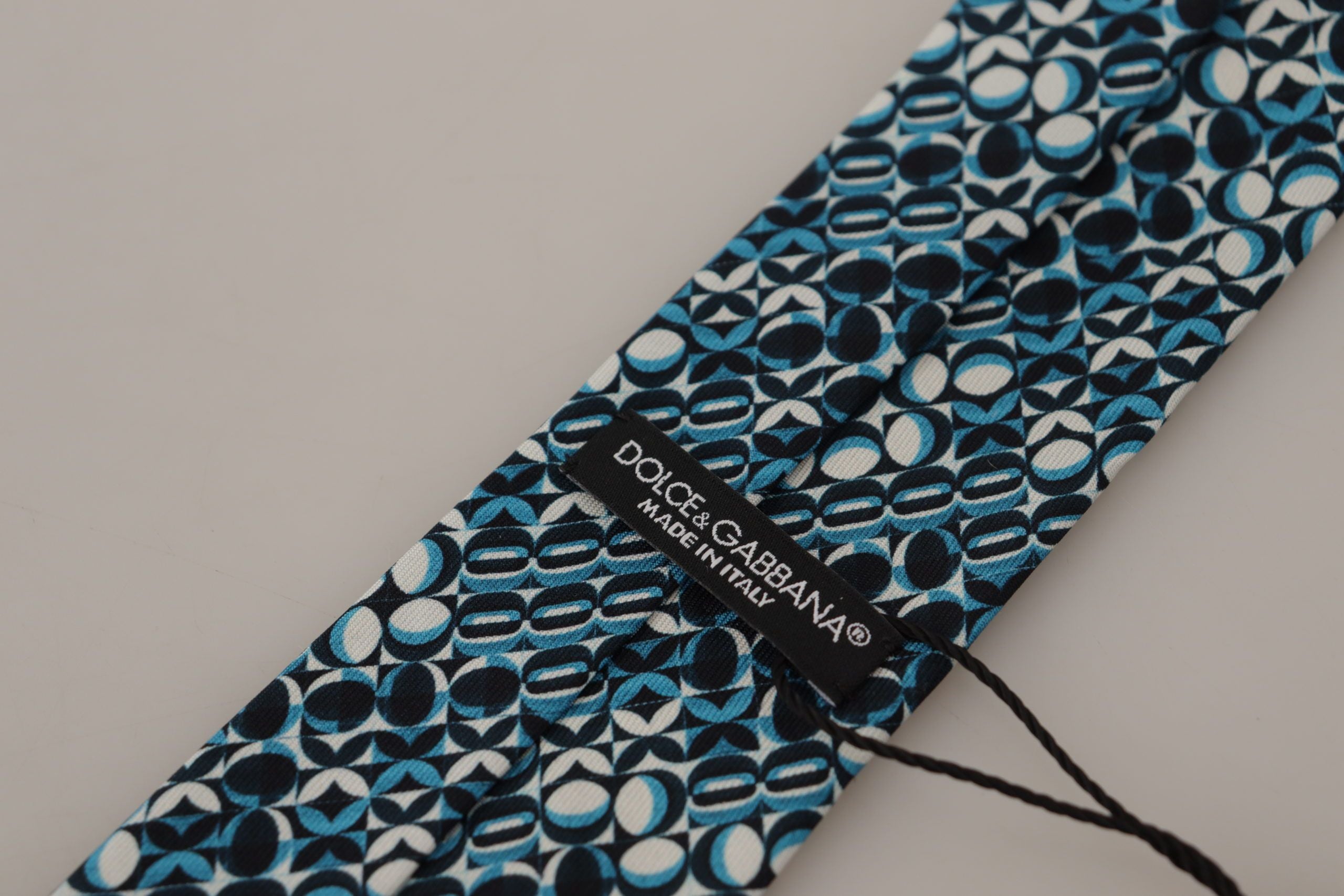 Копринена регулируема вратовръзка за аксесоар Dolce & Gabbana Blue Circle Fantasy Print