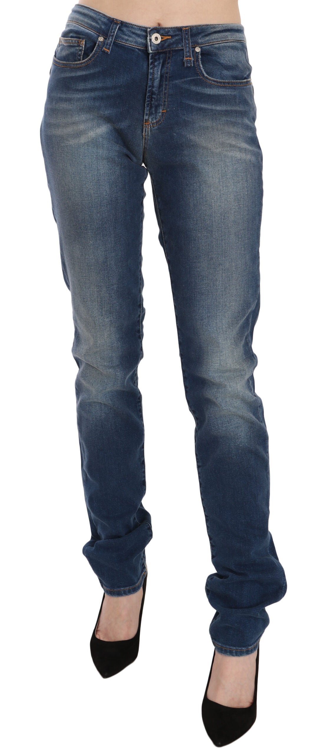 Сини изпрани дънки със средна талия Fiorucci Slim Fit Denim