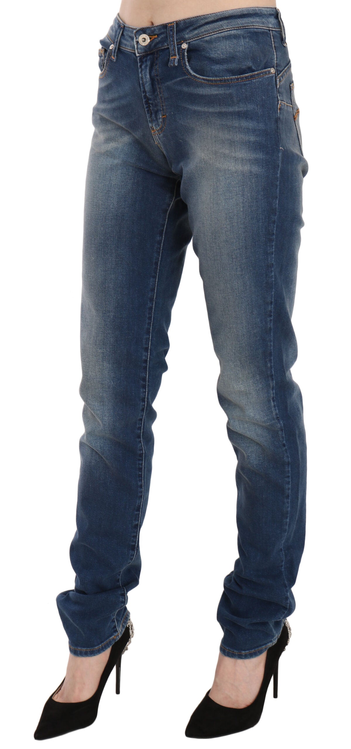 Сини изпрани дънки със средна талия Fiorucci Slim Fit Denim