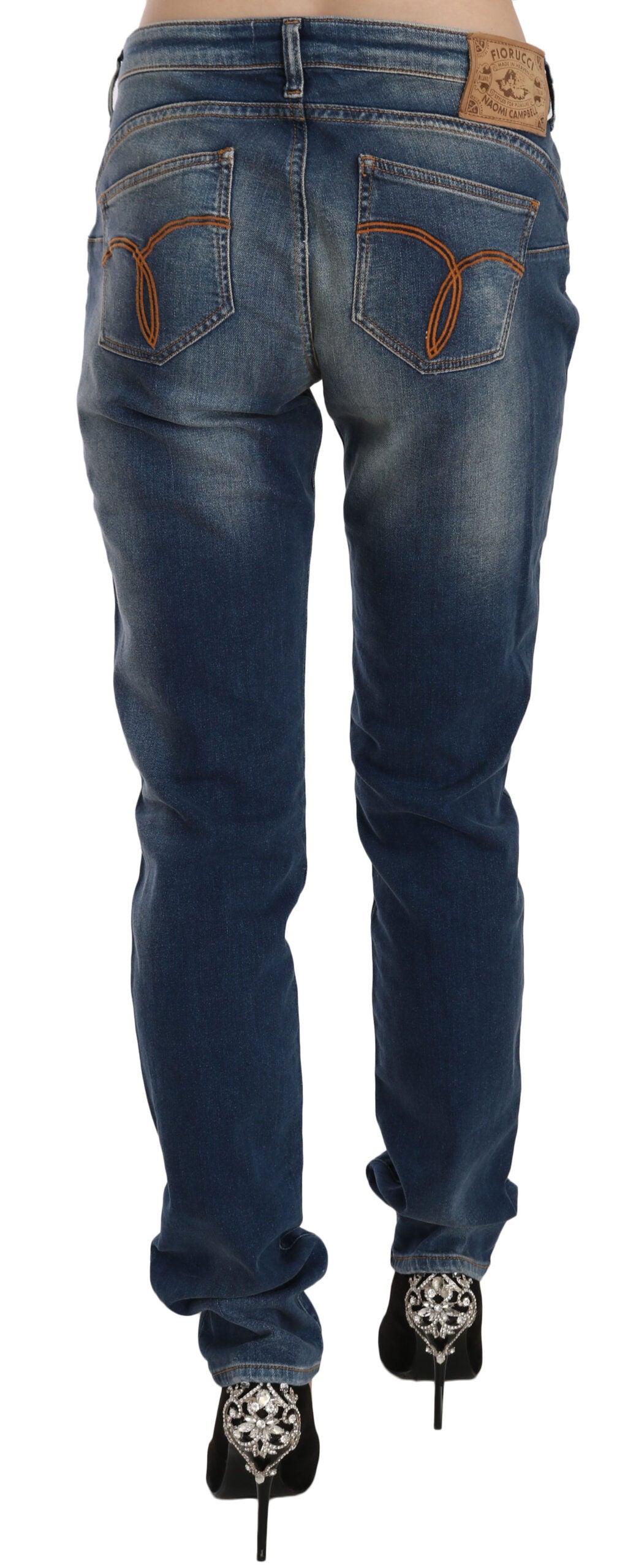 Сини изпрани дънки със средна талия Fiorucci Slim Fit Denim