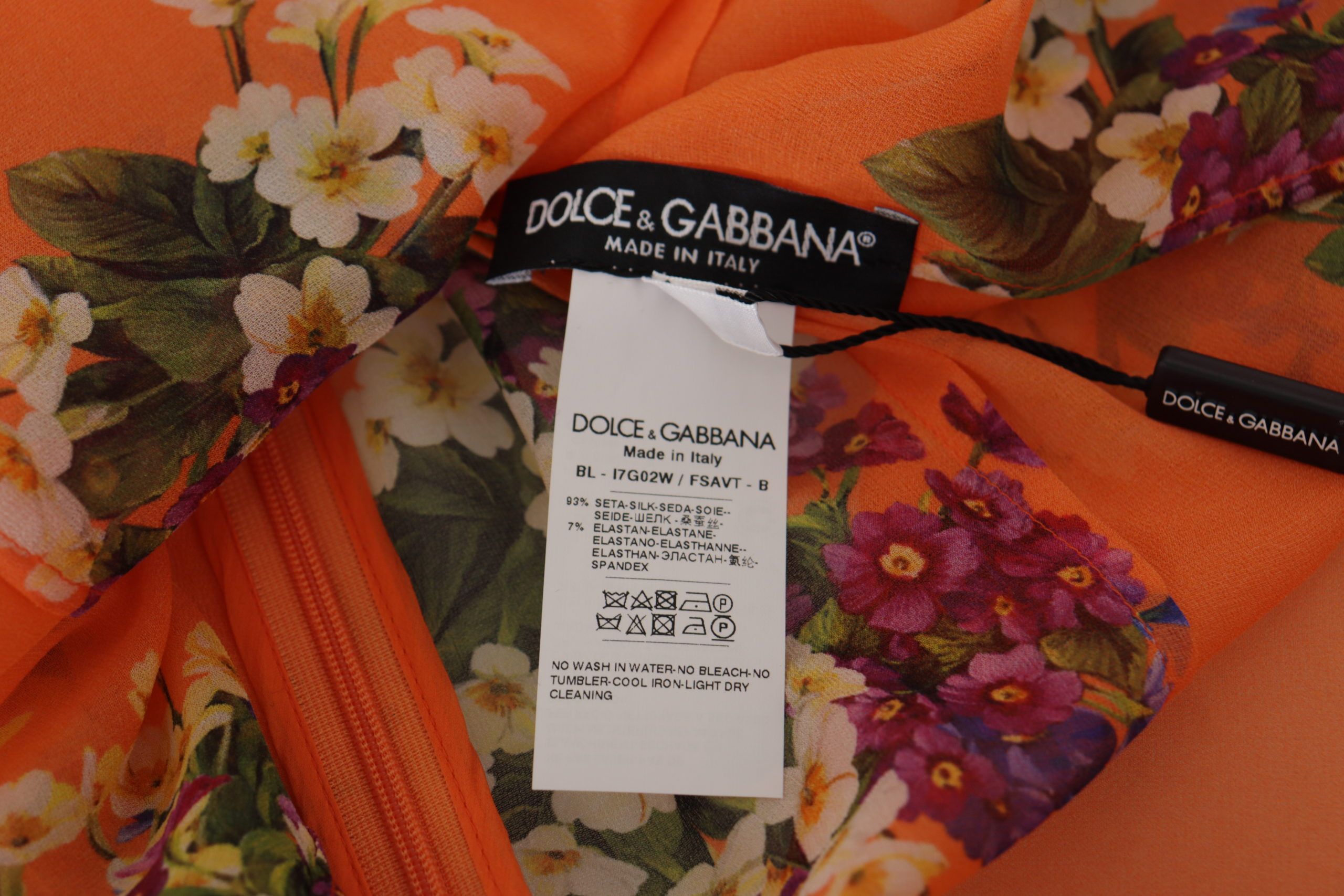 Оранжева блуза с дълъг ръкав с флорален принт Dolce & Gabbana