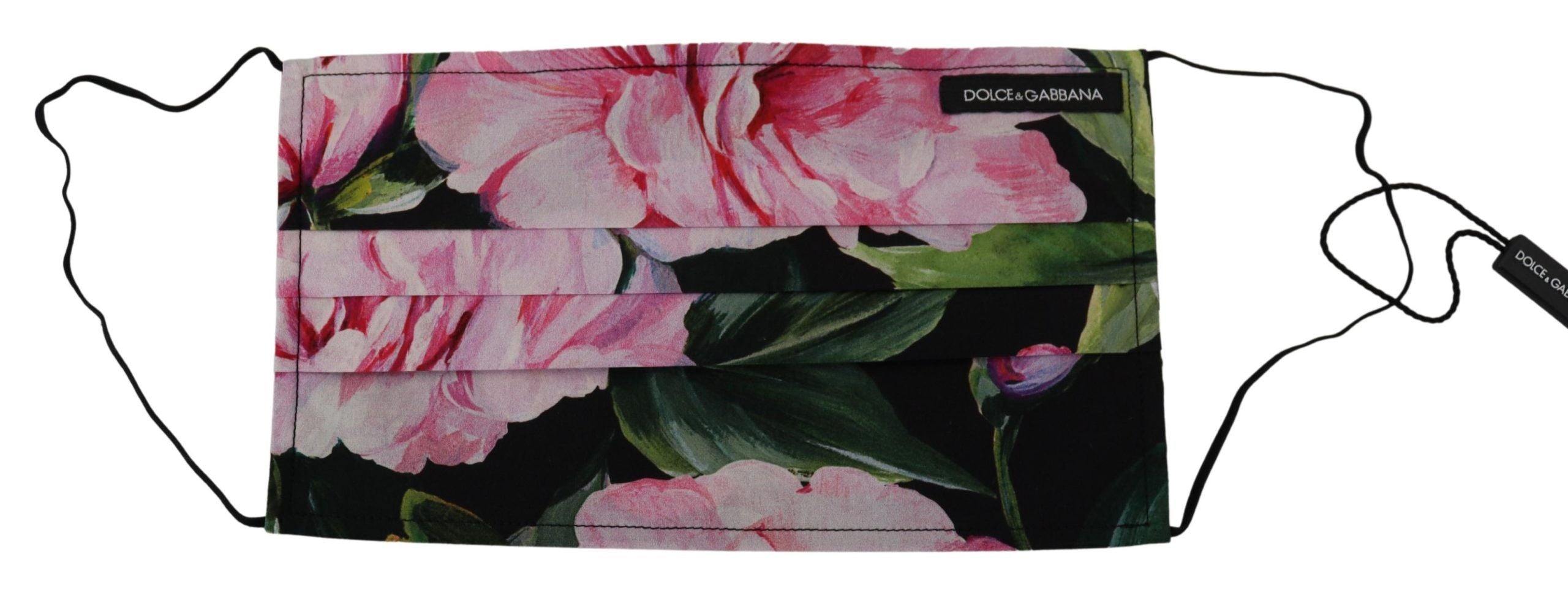 Dolce & Gabbana черна флорална плисирана еластична маска за уши с лента за лице