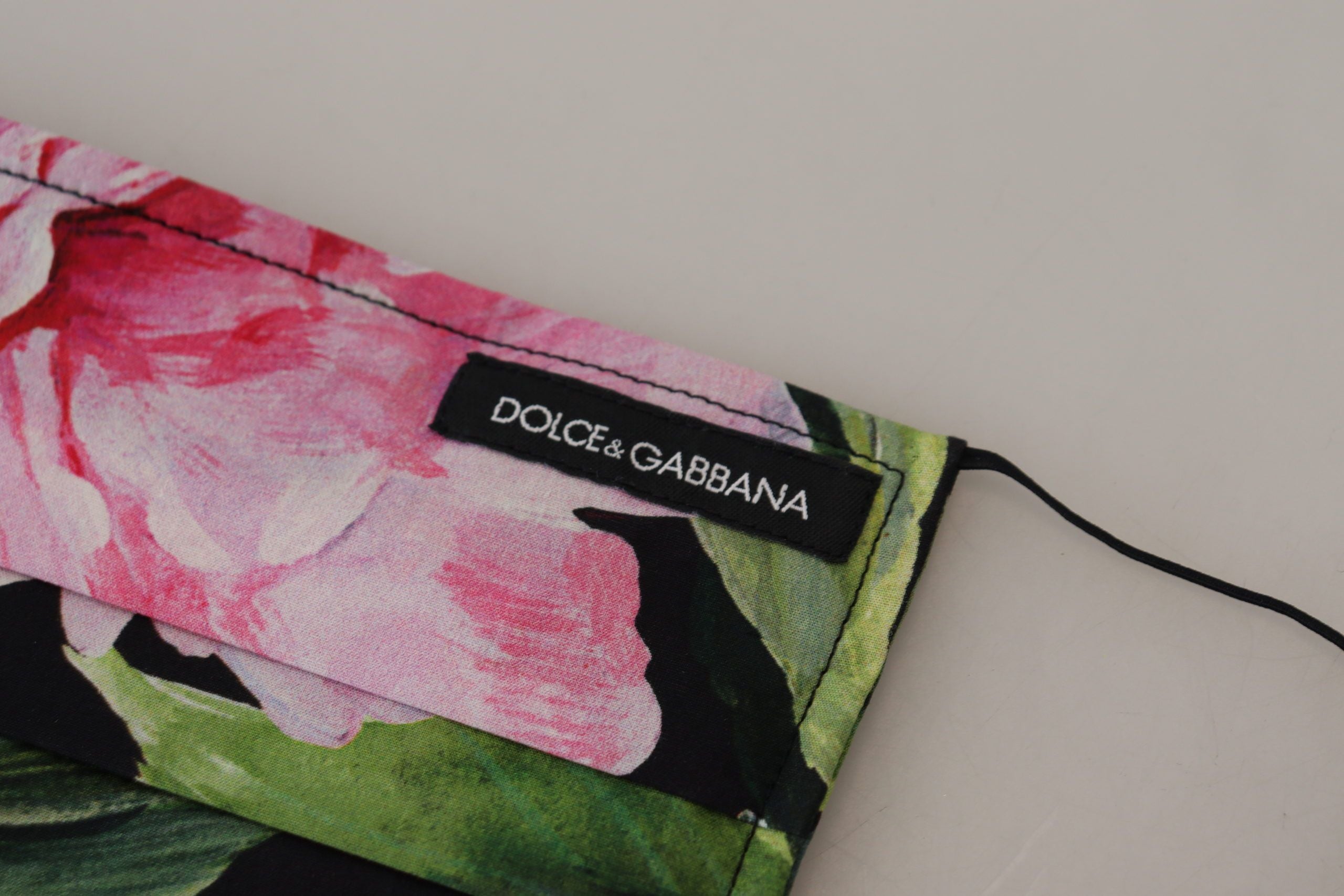 Dolce & Gabbana черна флорална плисирана еластична маска за уши с лента за лице