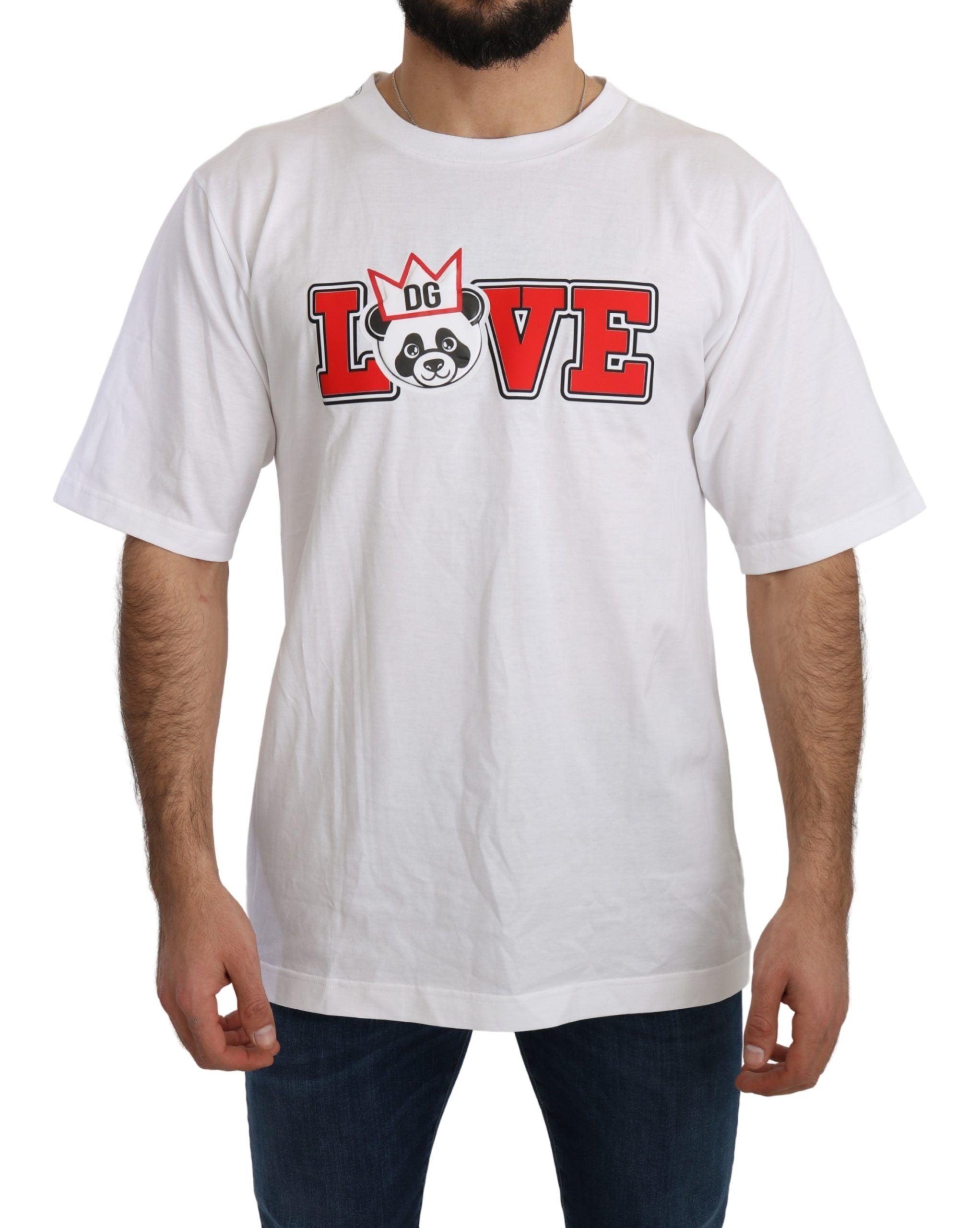 Dolce & Gabbana Бяла тениска с принт Love Panda