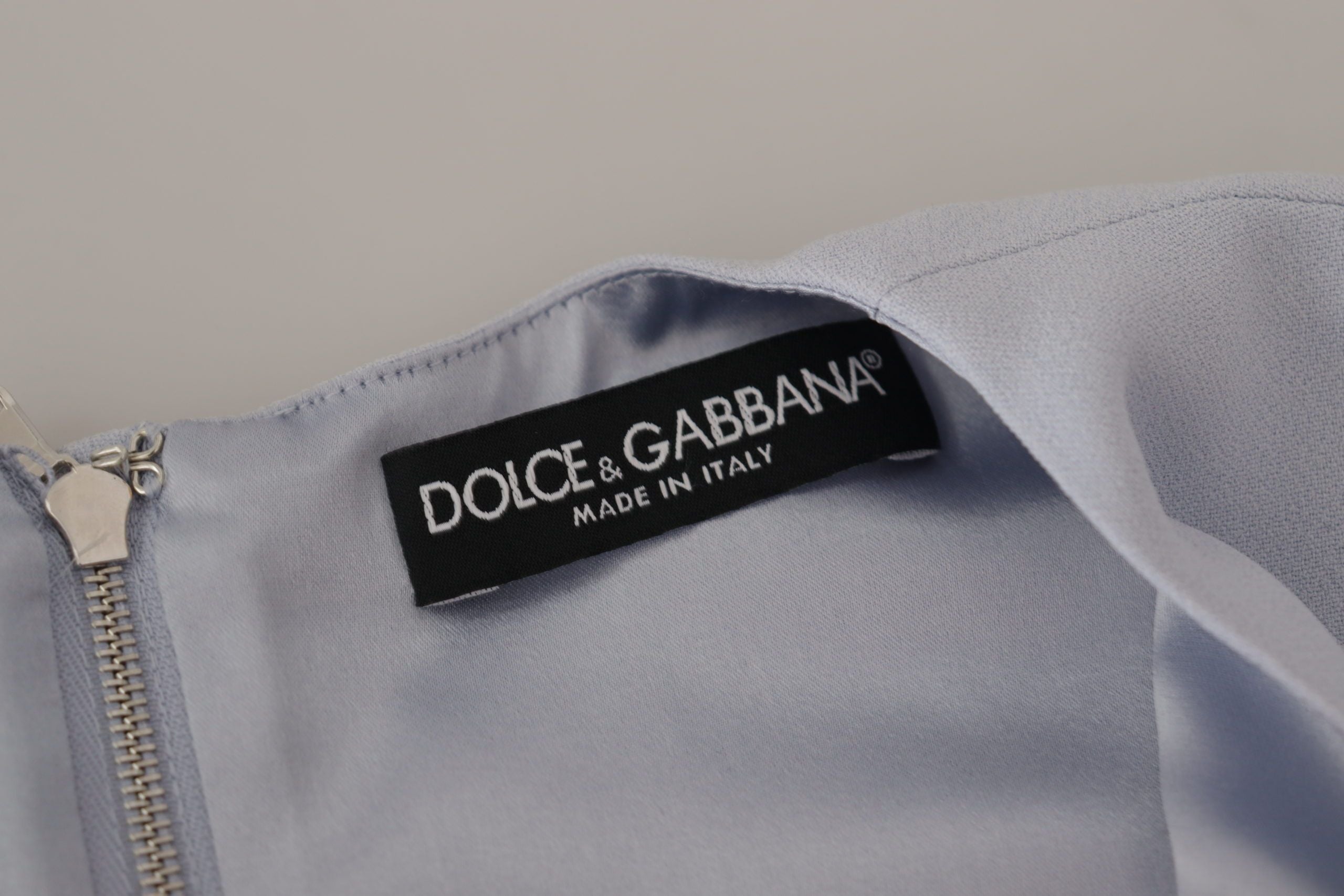 Dolce & Gabbana синя рокля от миди вискоза с флорални апликации
