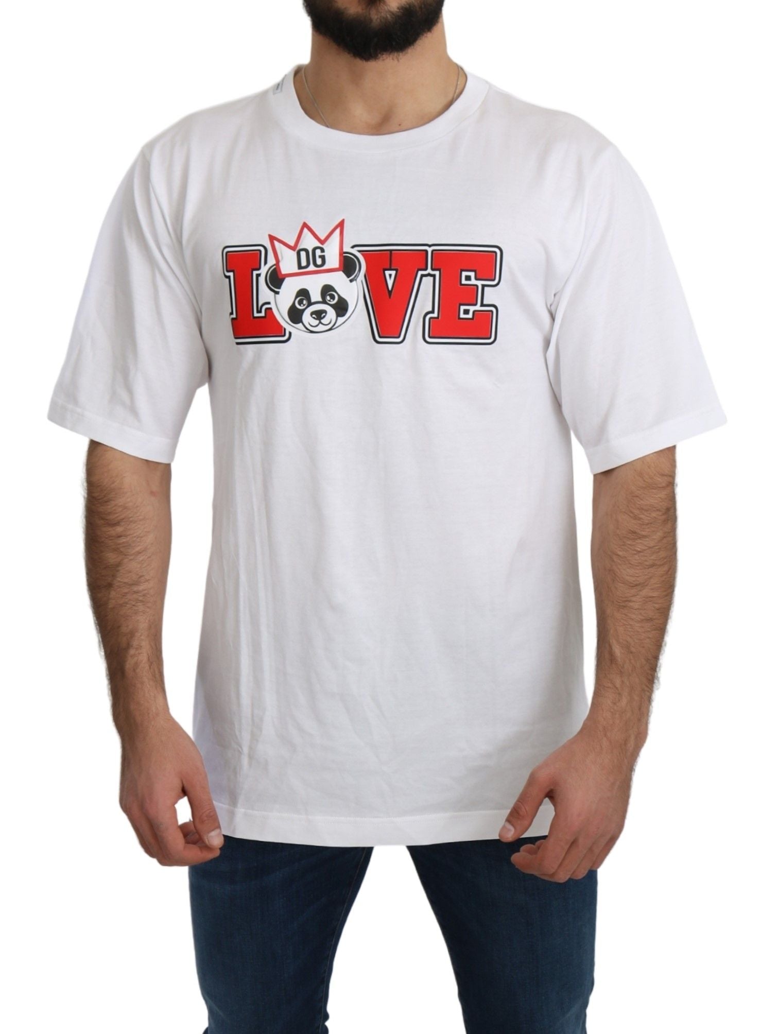 Dolce & Gabbana Бяла тениска с принт Love Panda