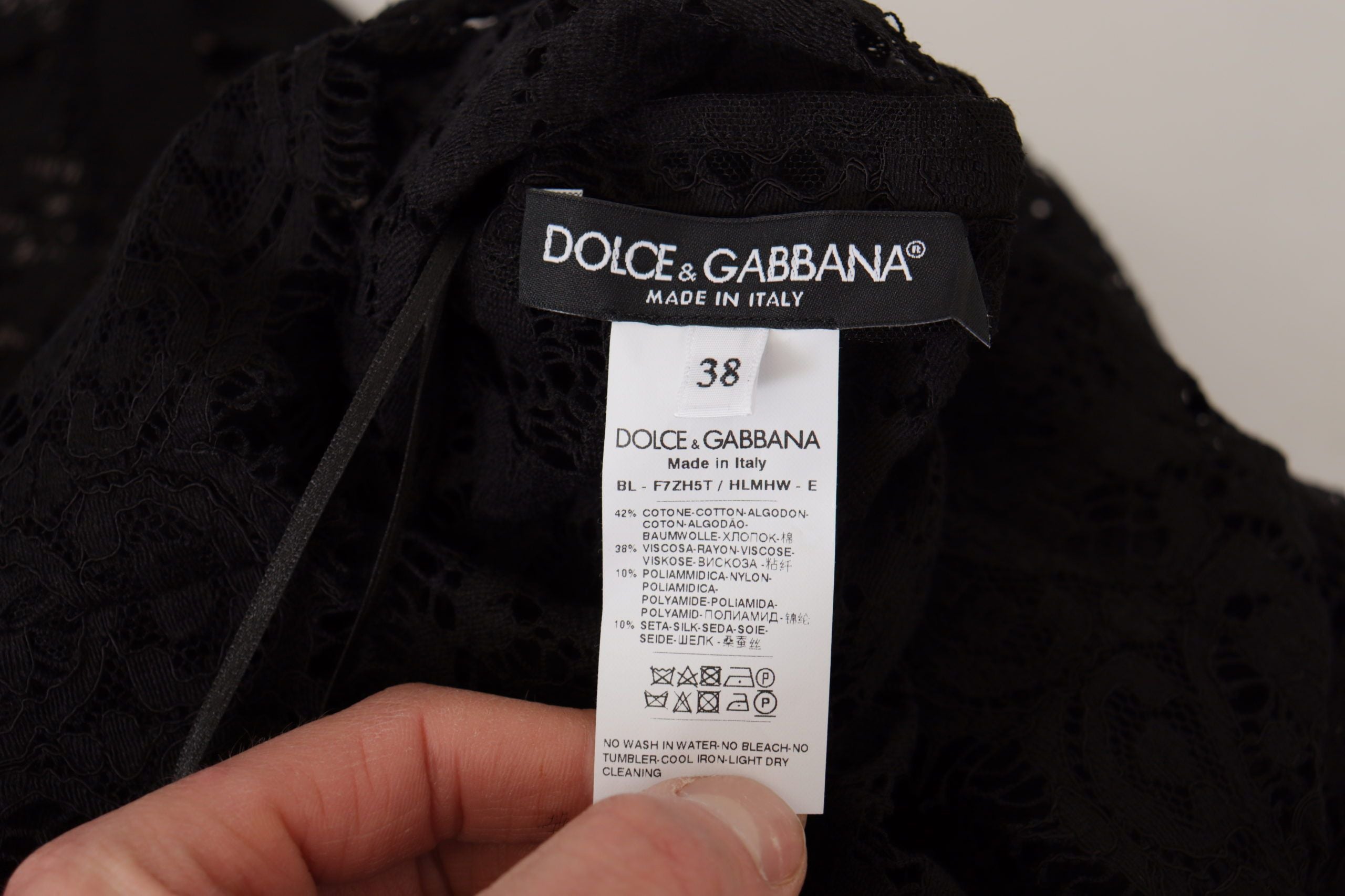 Dolce & Gabbana черен флорален дантелен пуловер сицилианска блуза