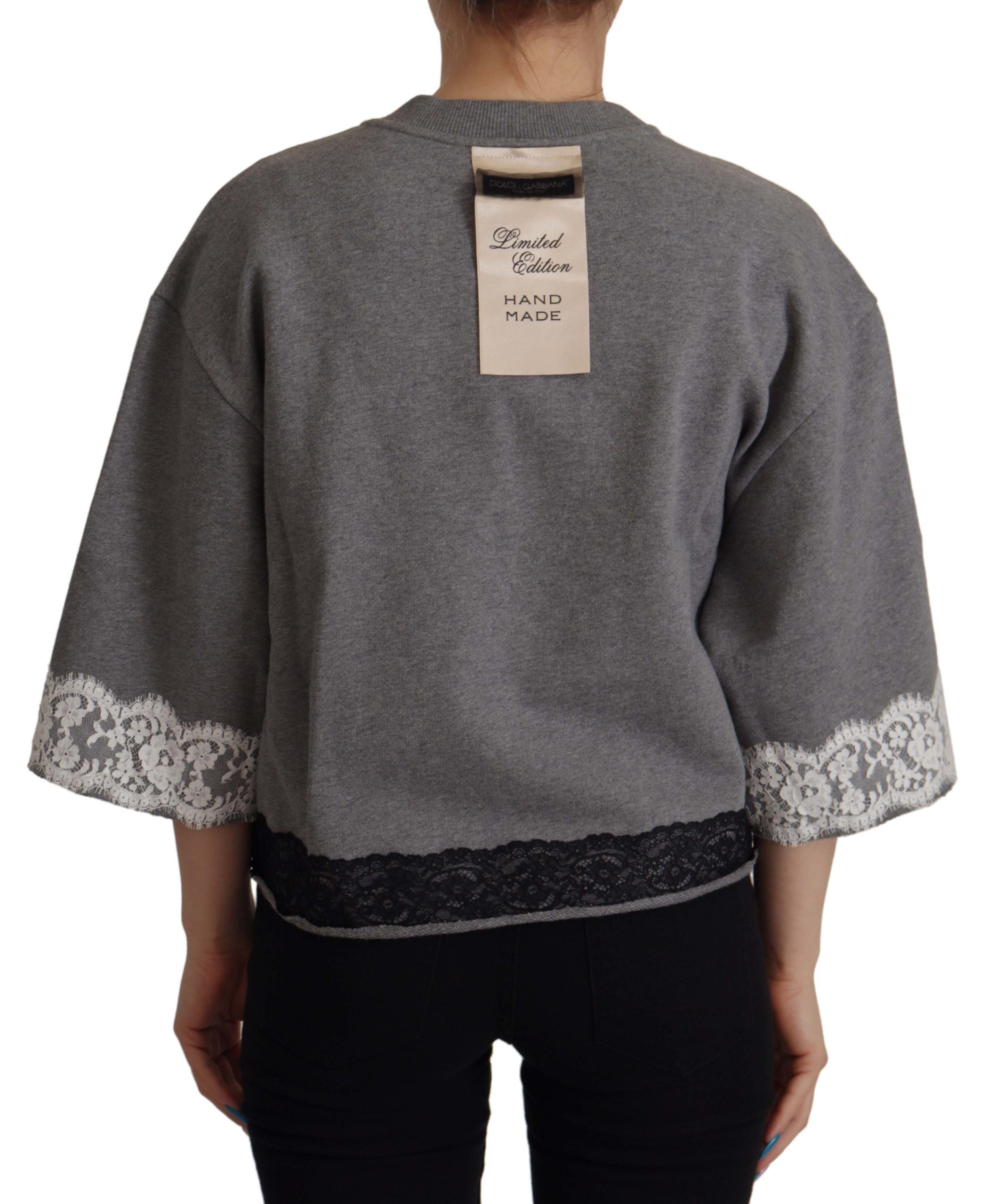 Горна тениска Dolce & Gabbana Grey Heart Pink Limited Edition