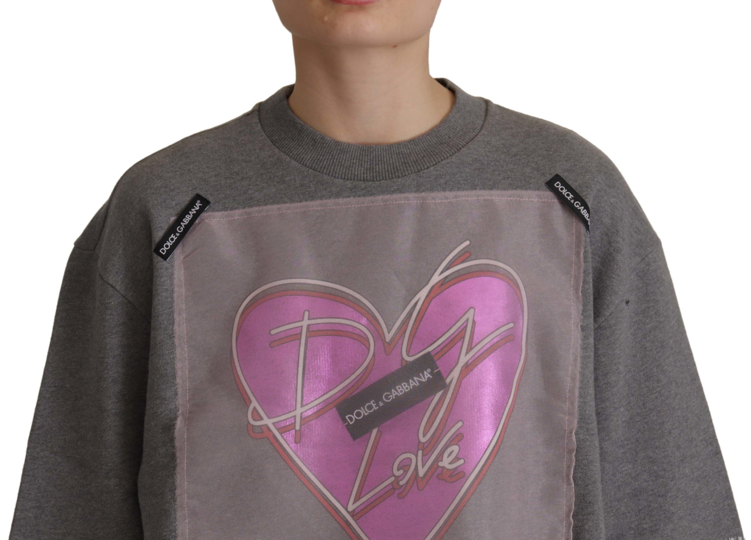 Горна тениска Dolce & Gabbana Grey Heart Pink Limited Edition