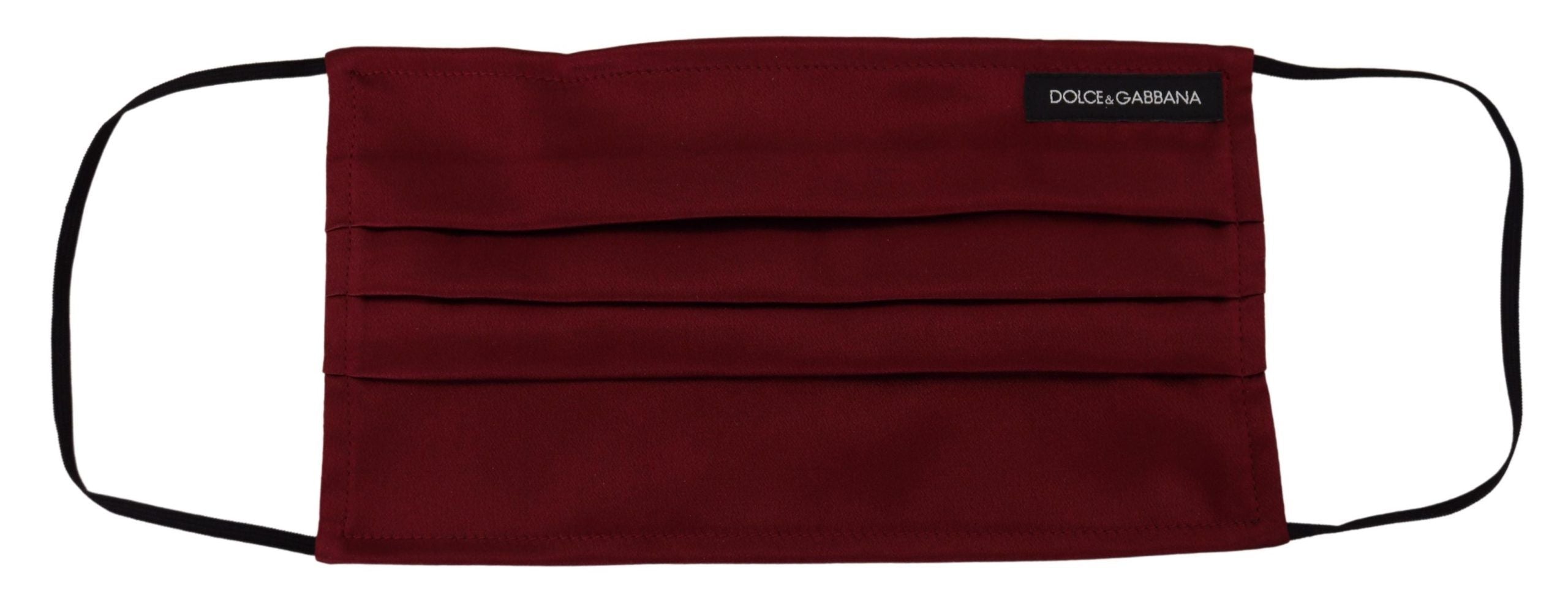 Dolce & Gabbana Maroon Silk Плисирана еластична каишка за уши Едноразмерна маска за лице