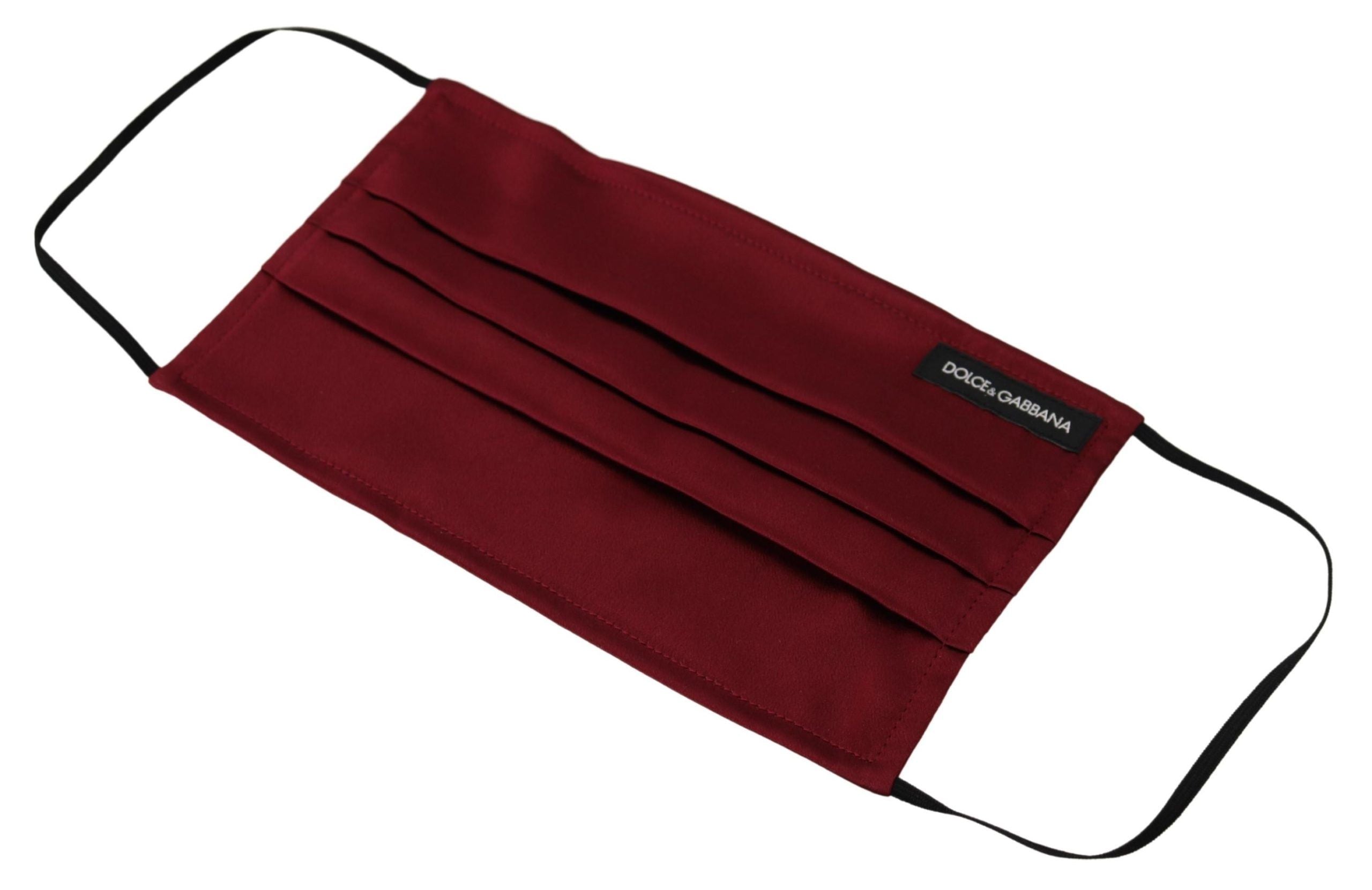 Dolce & Gabbana Maroon Silk Плисирана еластична каишка за уши Едноразмерна маска за лице