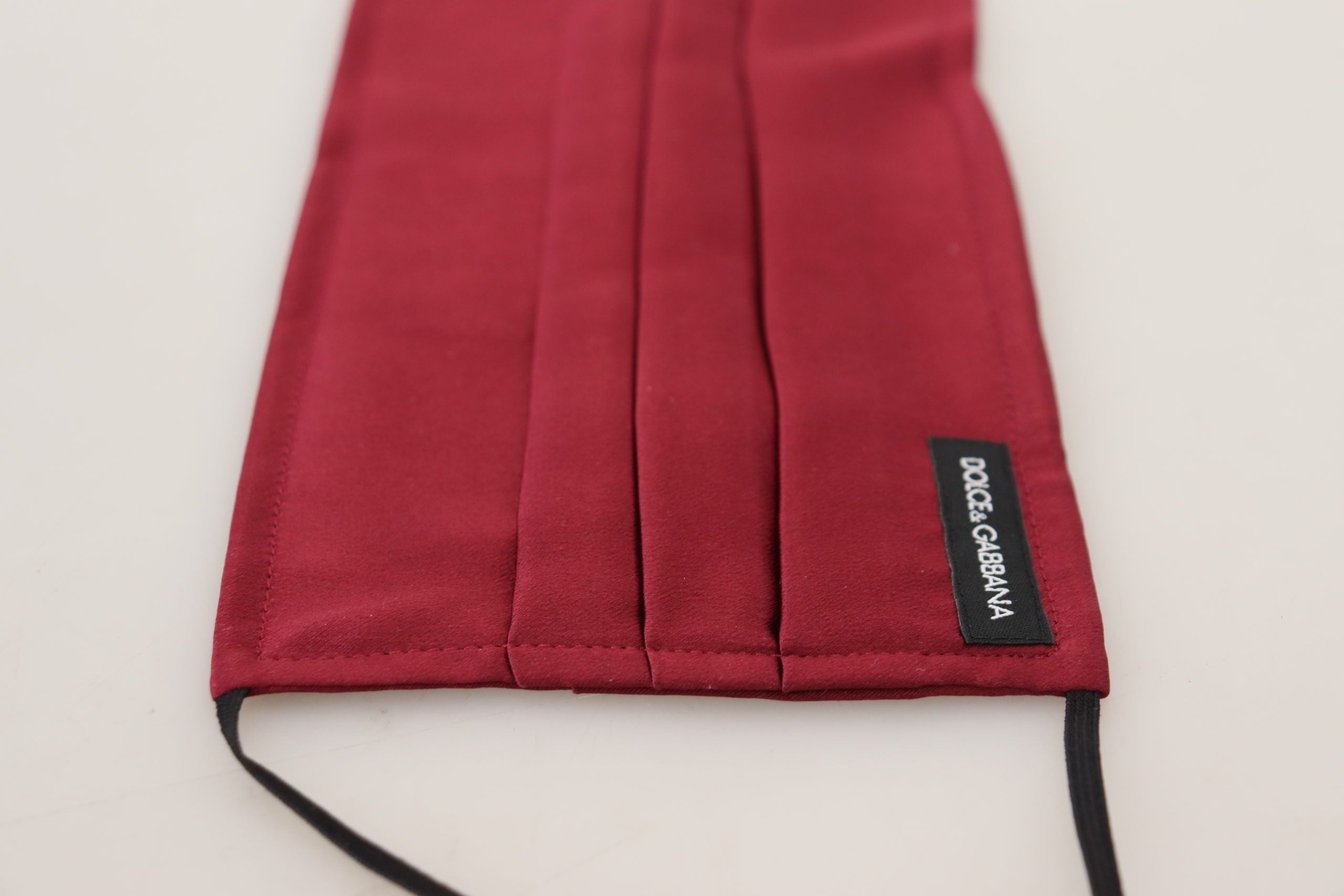 Dolce & Gabbana Maroon Silk Плисирана еластична каишка за уши Едноразмерна маска за лице