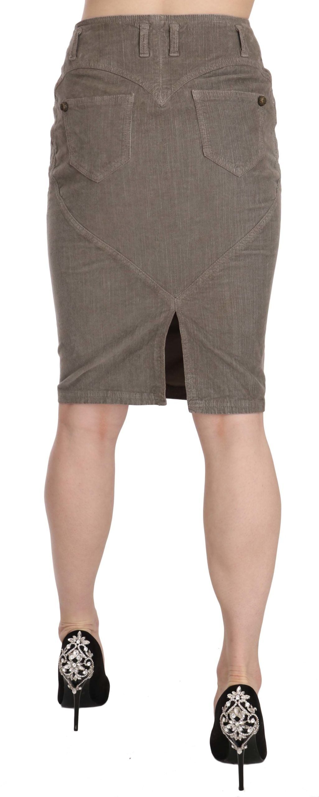 Just Cavalli Grey Corduroy права пола с молив с A-силует