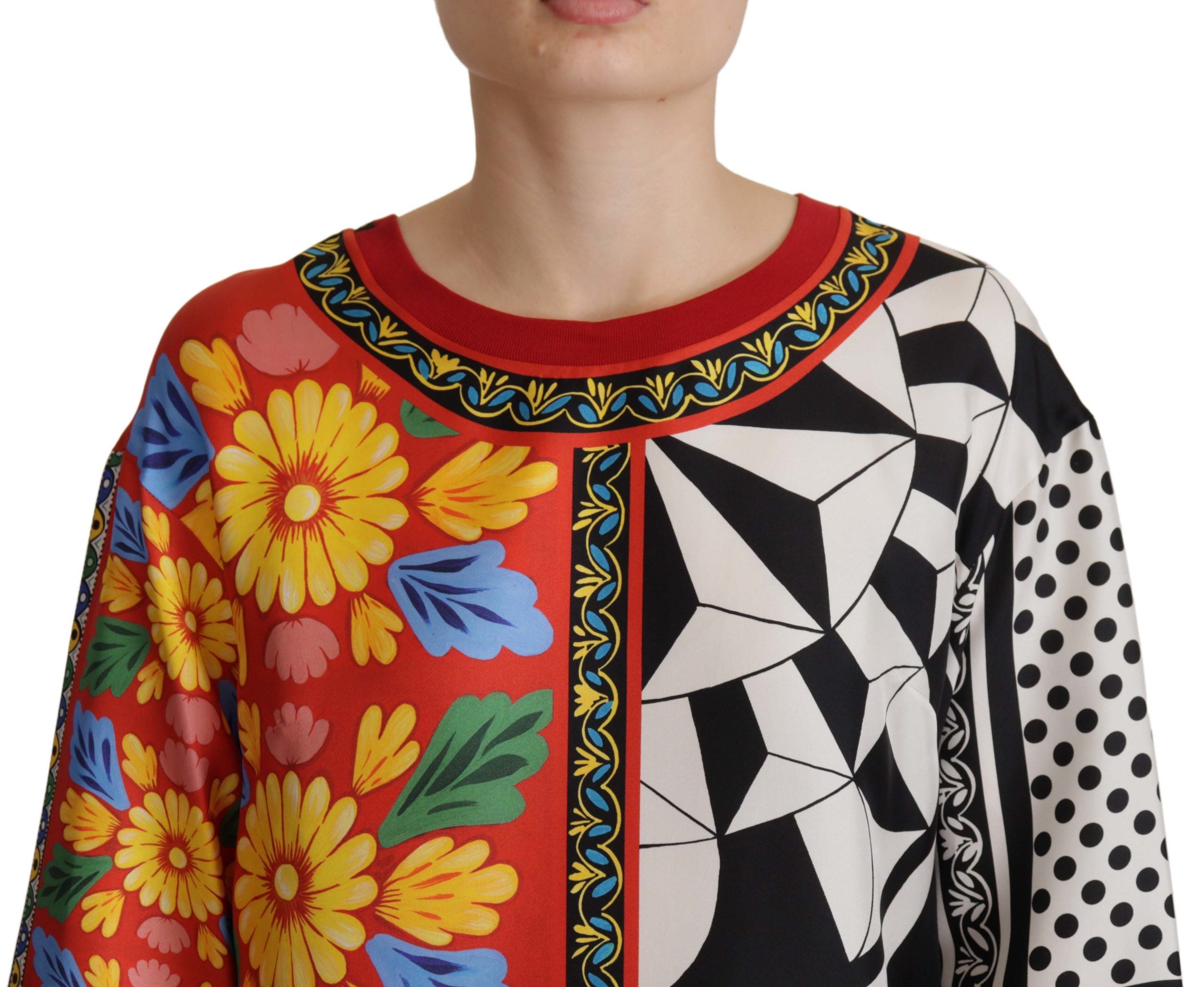 Dolce & Gabbana с многоцветен щампован бароков свободен дълъг ръкав