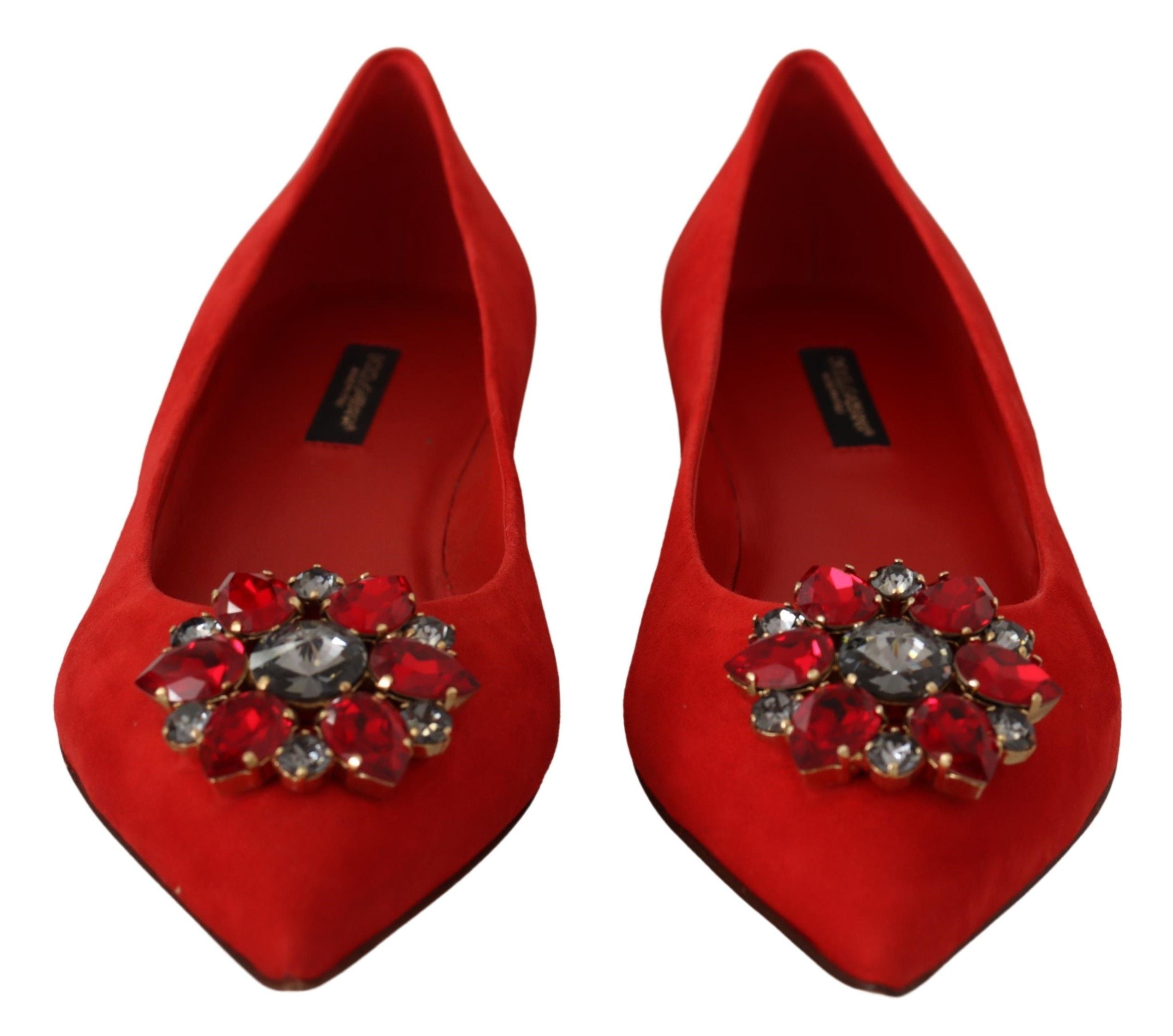 Dolce & Gabbana Червени велурени мокасини с равни обувки