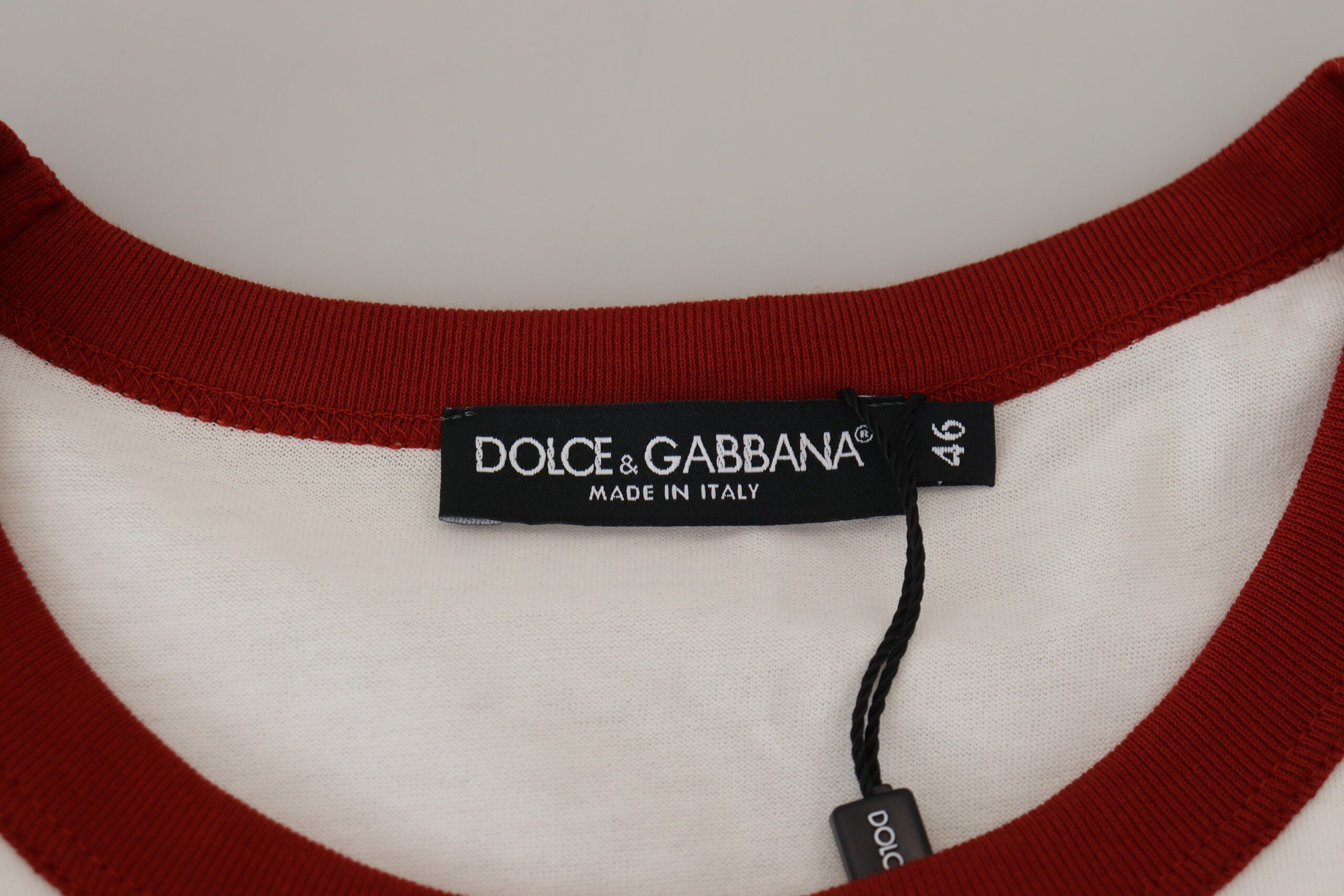 Памучно бяла тениска Dolce & Gabbana с принт с кръгло деколте