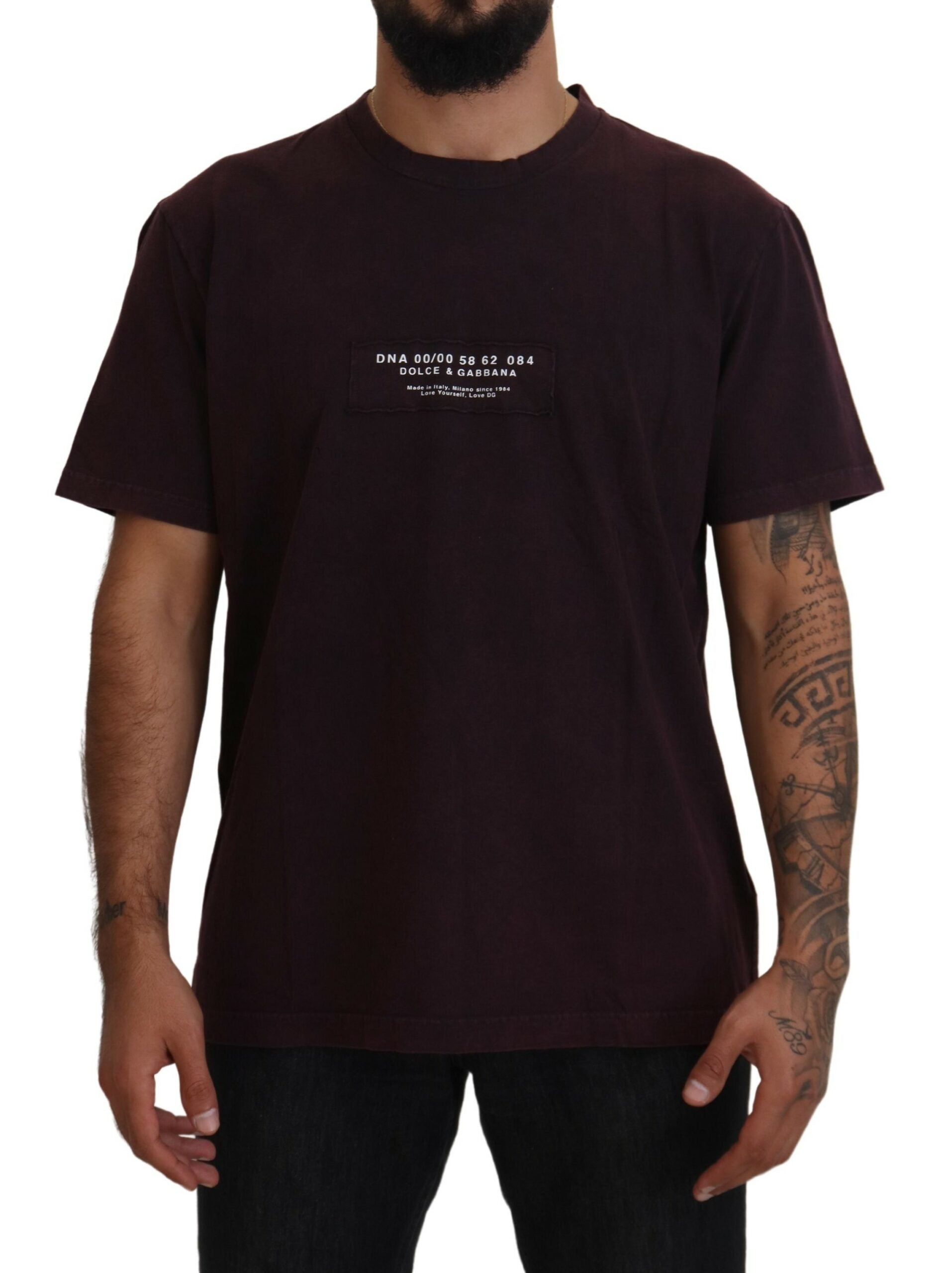 Тениска Dolce & Gabbana Bordeaux Crewneck с къс ръкав