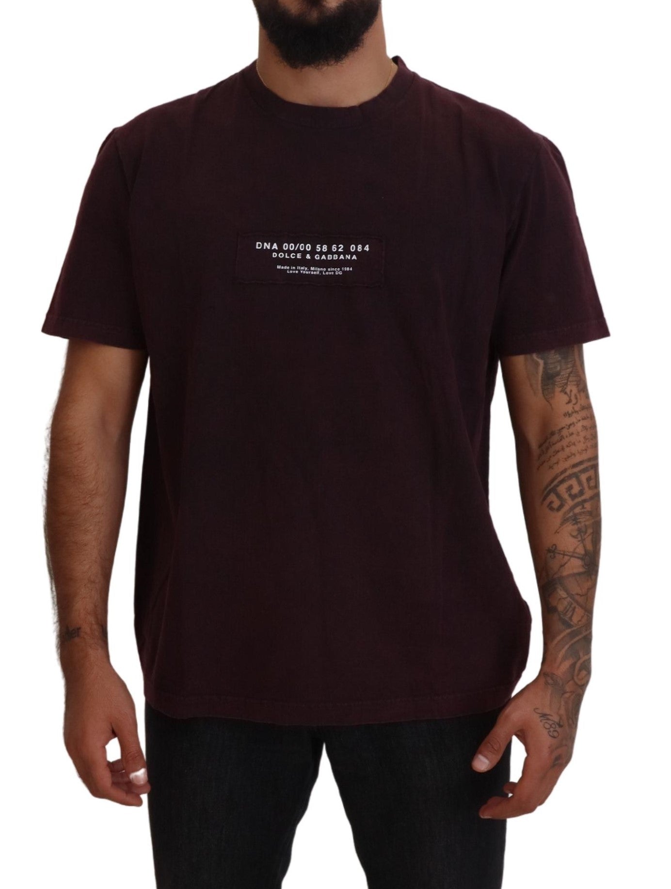 Тениска Dolce & Gabbana Bordeaux Crewneck с къс ръкав