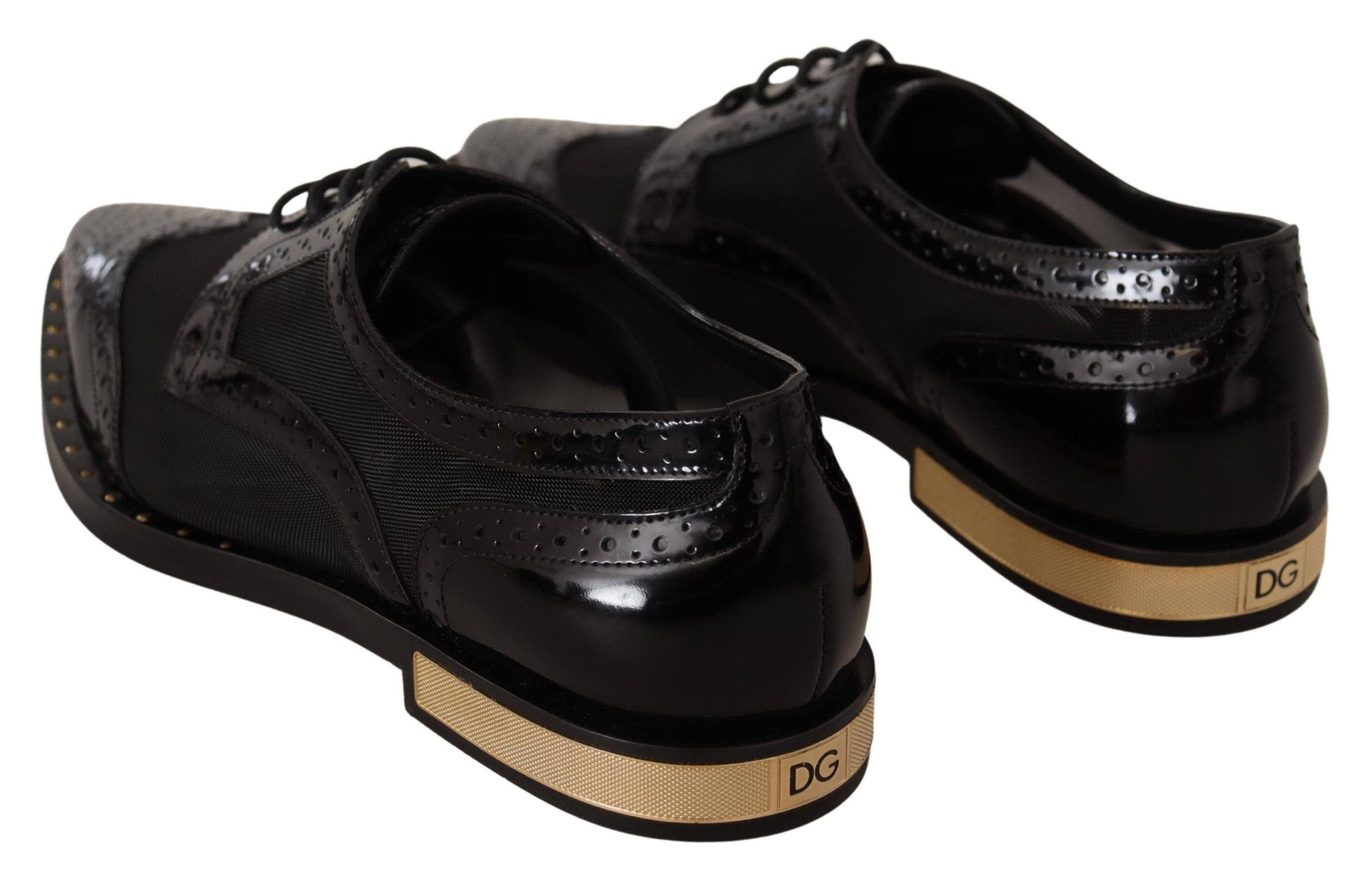 Черни кожени брокети Dolce & Gabbana Прозрачни обувки Wingtip