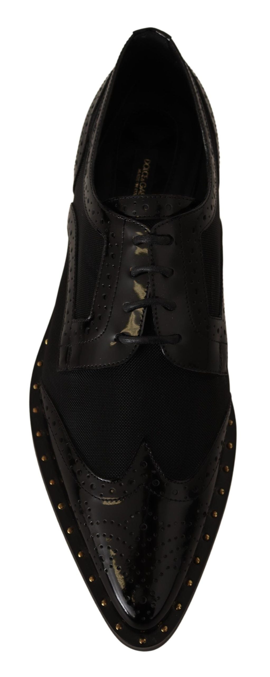 Черни кожени брокети Dolce & Gabbana Прозрачни обувки Wingtip