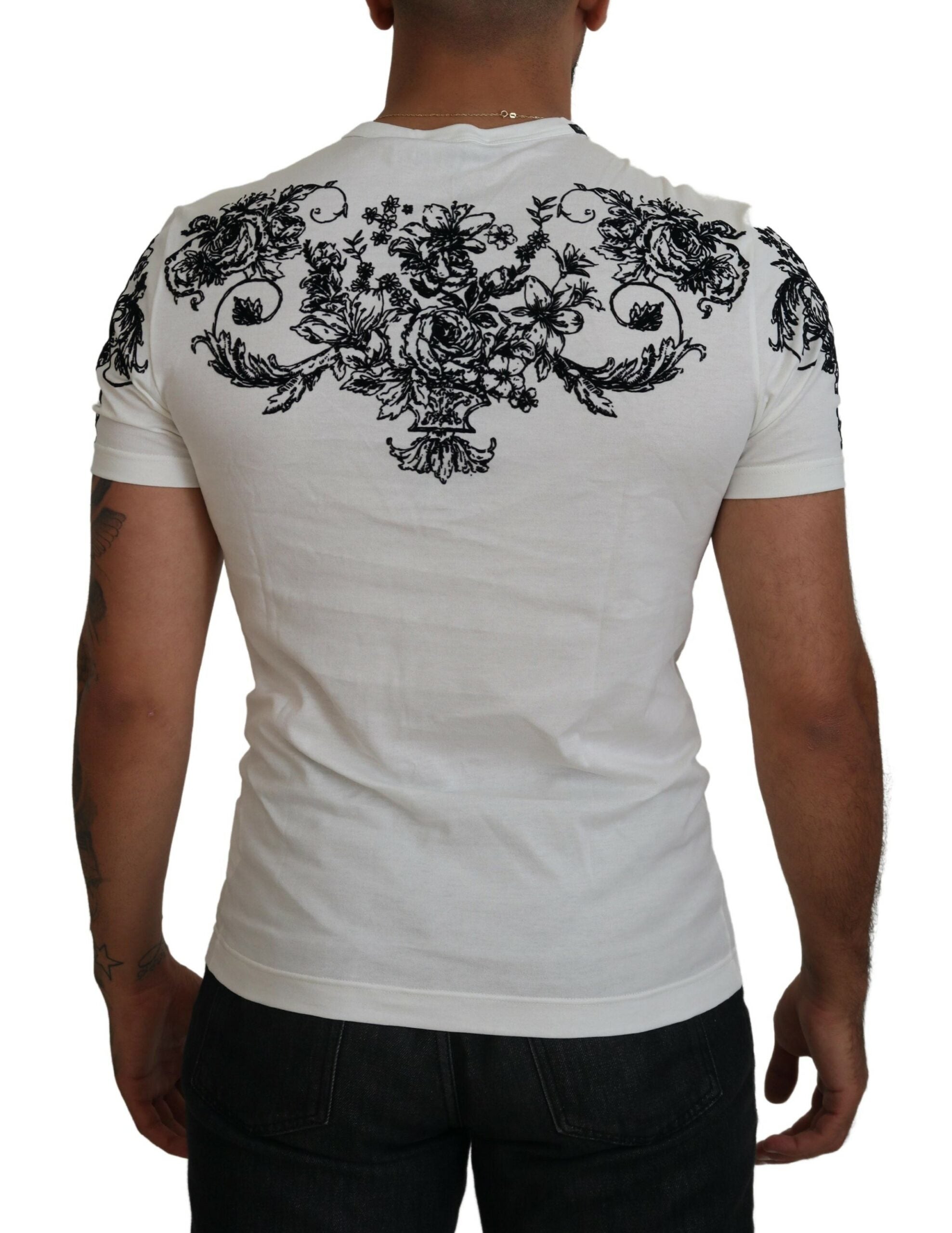 Мъжка тениска Dolce & Gabbana Бяла DG Crown Floral Crewneck