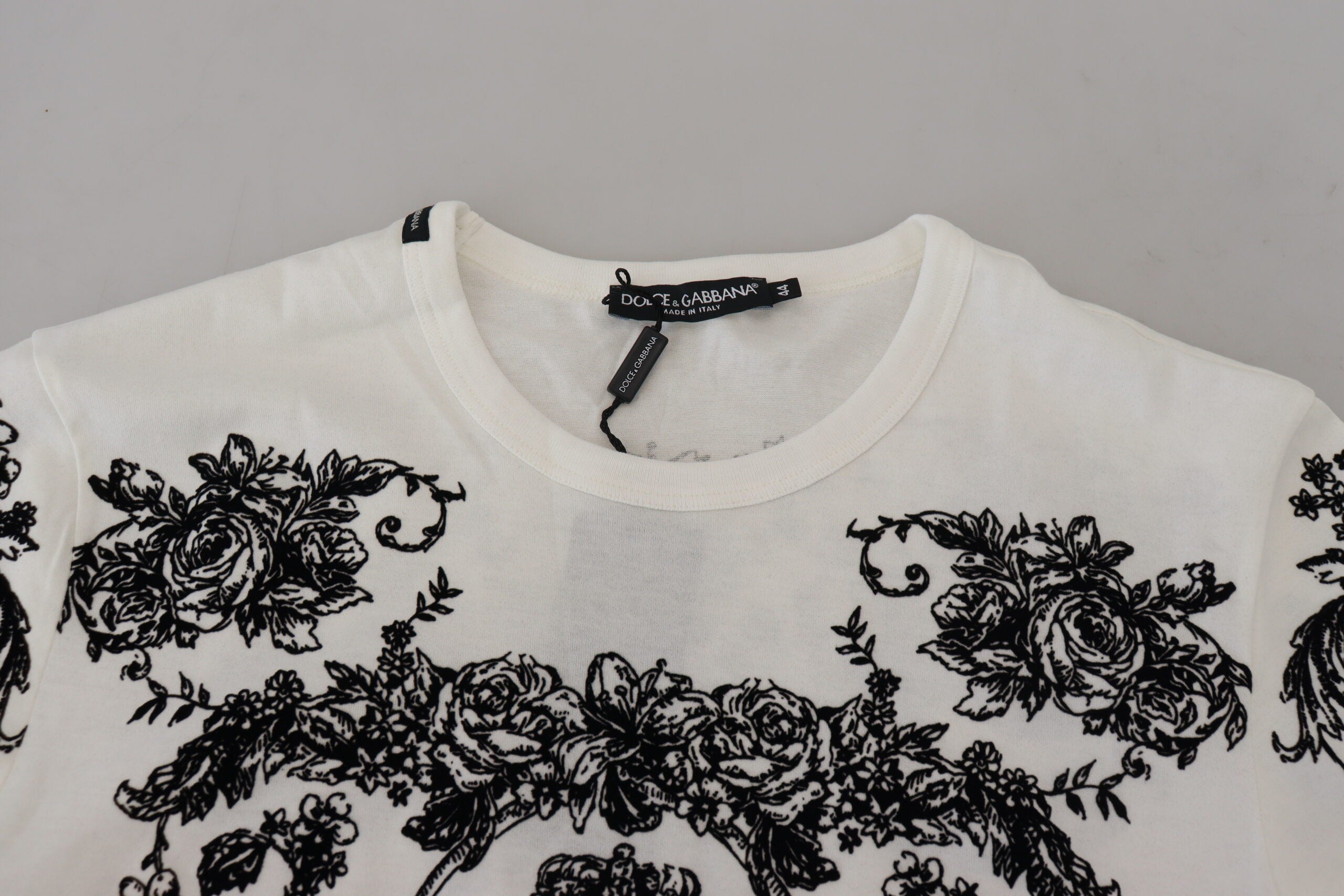 Мъжка тениска Dolce & Gabbana Бяла DG Crown Floral Crewneck