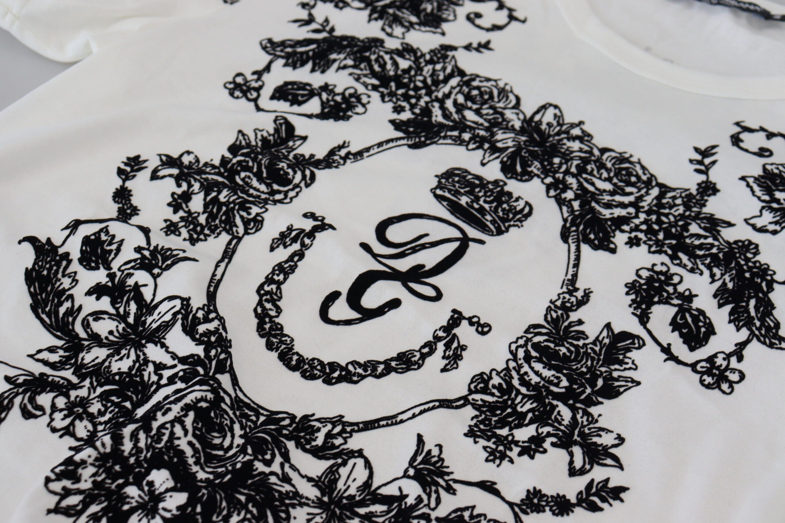 Мъжка тениска Dolce & Gabbana Бяла DG Crown Floral Crewneck