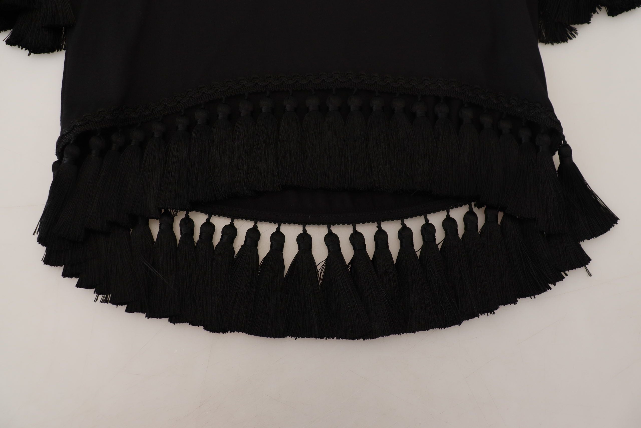 Dolce & Gabbana Черна тениска Блуза Памучна блуза Tassle