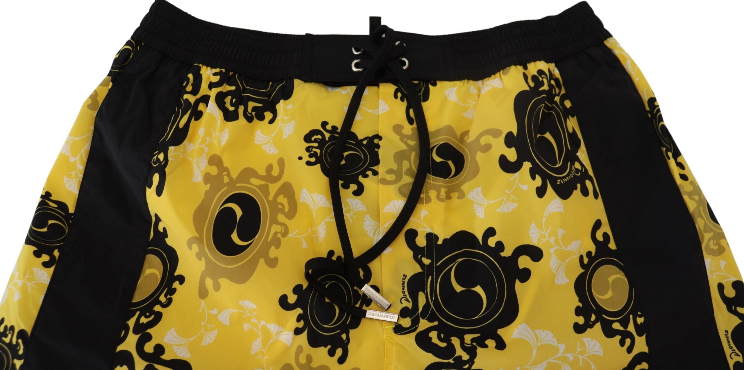 Dsquared² Жълти черни щампи Мъжки плажни шорти Бански костюми