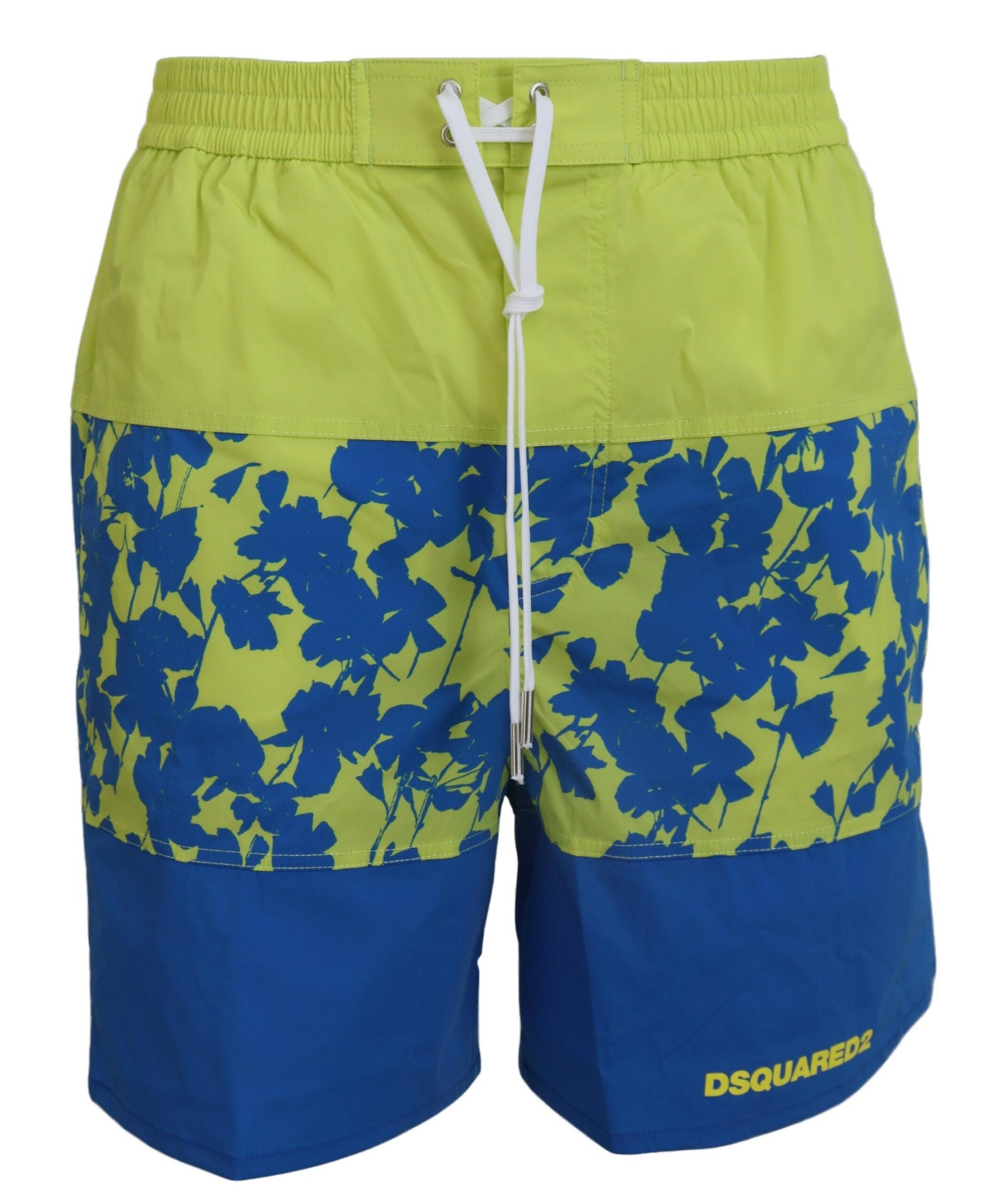Dsquared² Blue Green Logo Print Мъжки плажни шорти Бански костюми