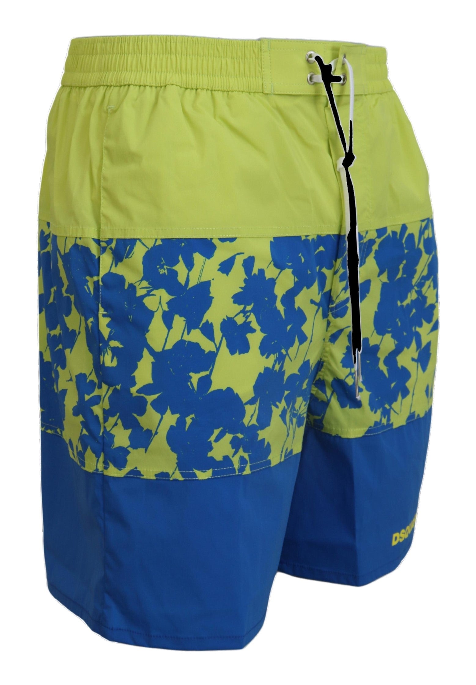 Dsquared² Blue Green Logo Print Мъжки плажни шорти Бански костюми