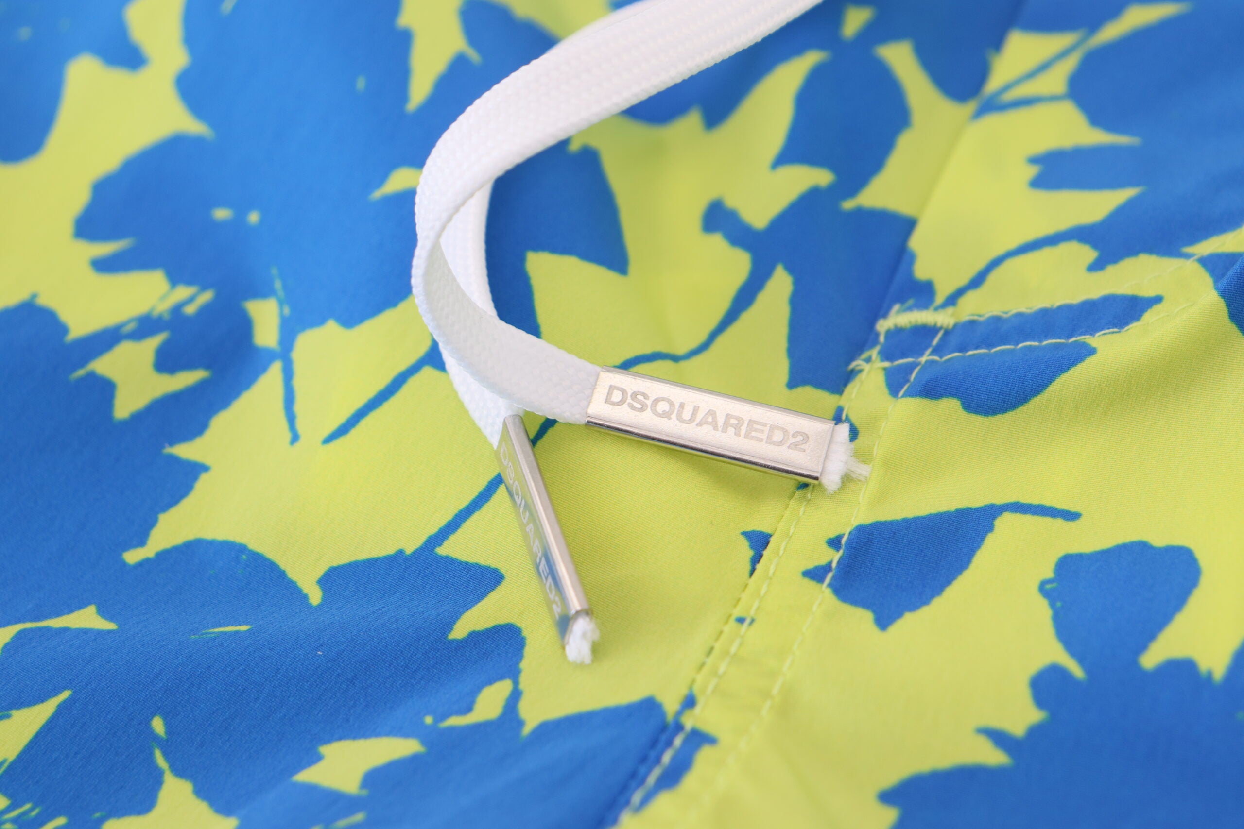 Dsquared² Blue Green Logo Print Мъжки плажни шорти Бански костюми