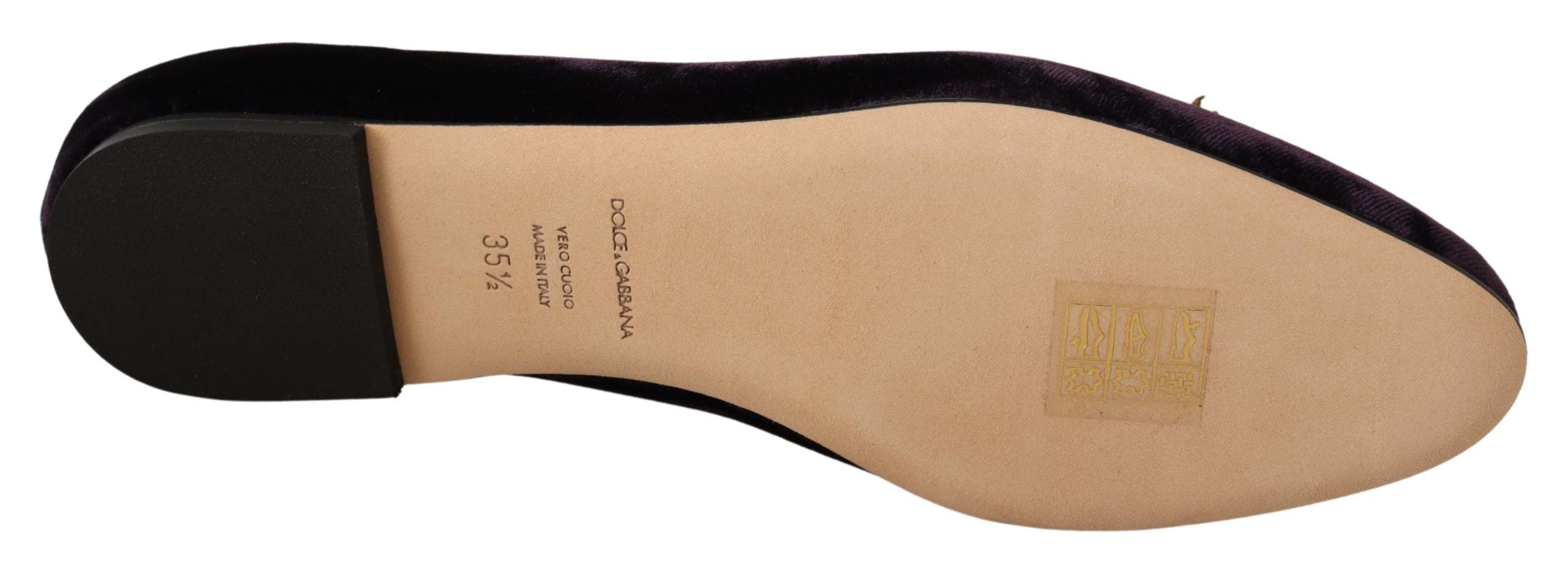 Обувки Dolce & Gabbana Purple Velvet DG Heart Loafers Flats Shoes
