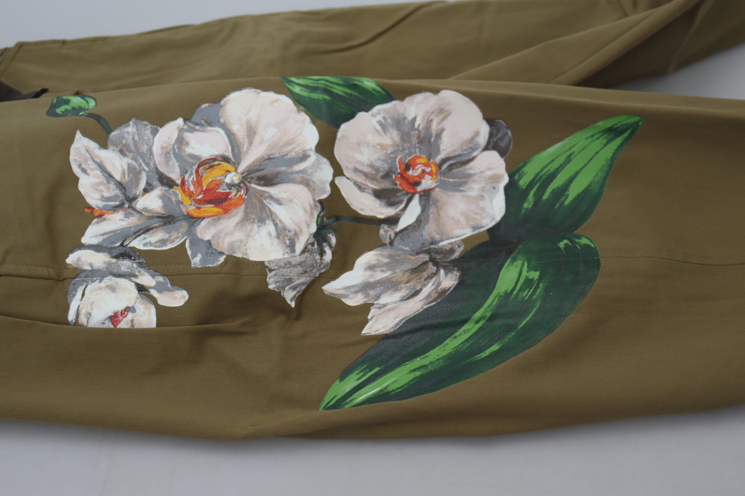 Изящни флорални бежови чинос панталони Dolce & Gabbana