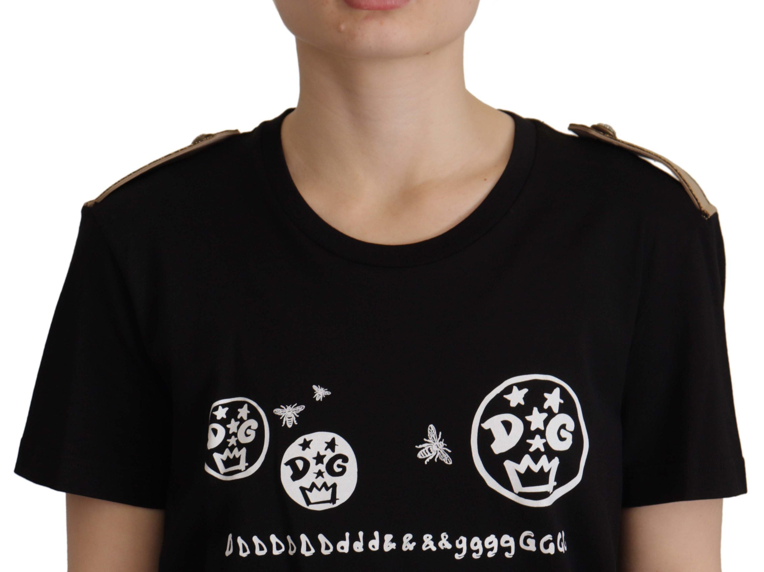 Памучна тениска Dolce & Gabbana с черно лого и кръгло деколте