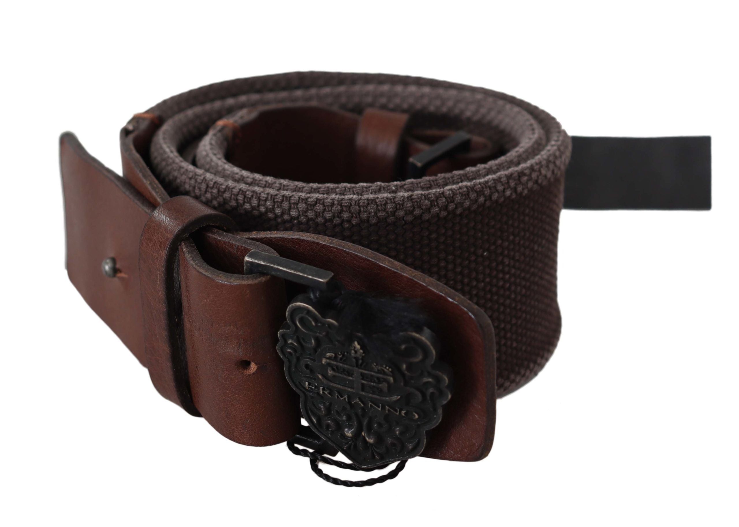 Ermanno Scervino Classic Dark Brown Leather Belt with Logo Buckle