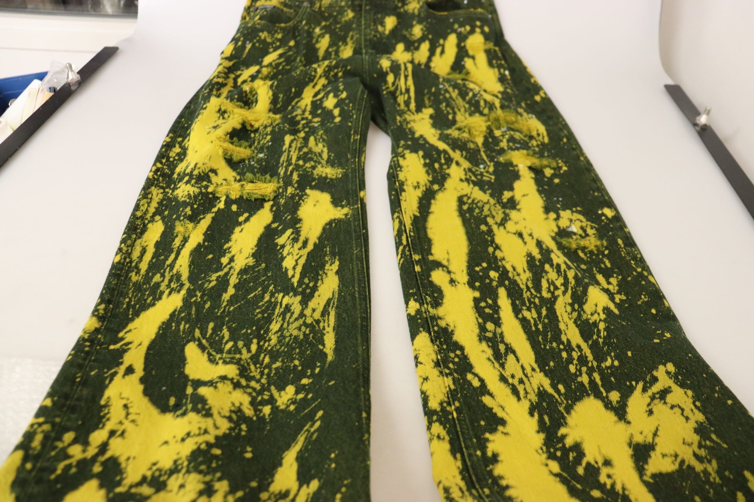 Dolce & Gabbana Yellow Tie Dye Панталони с висока талия Памучни дънки