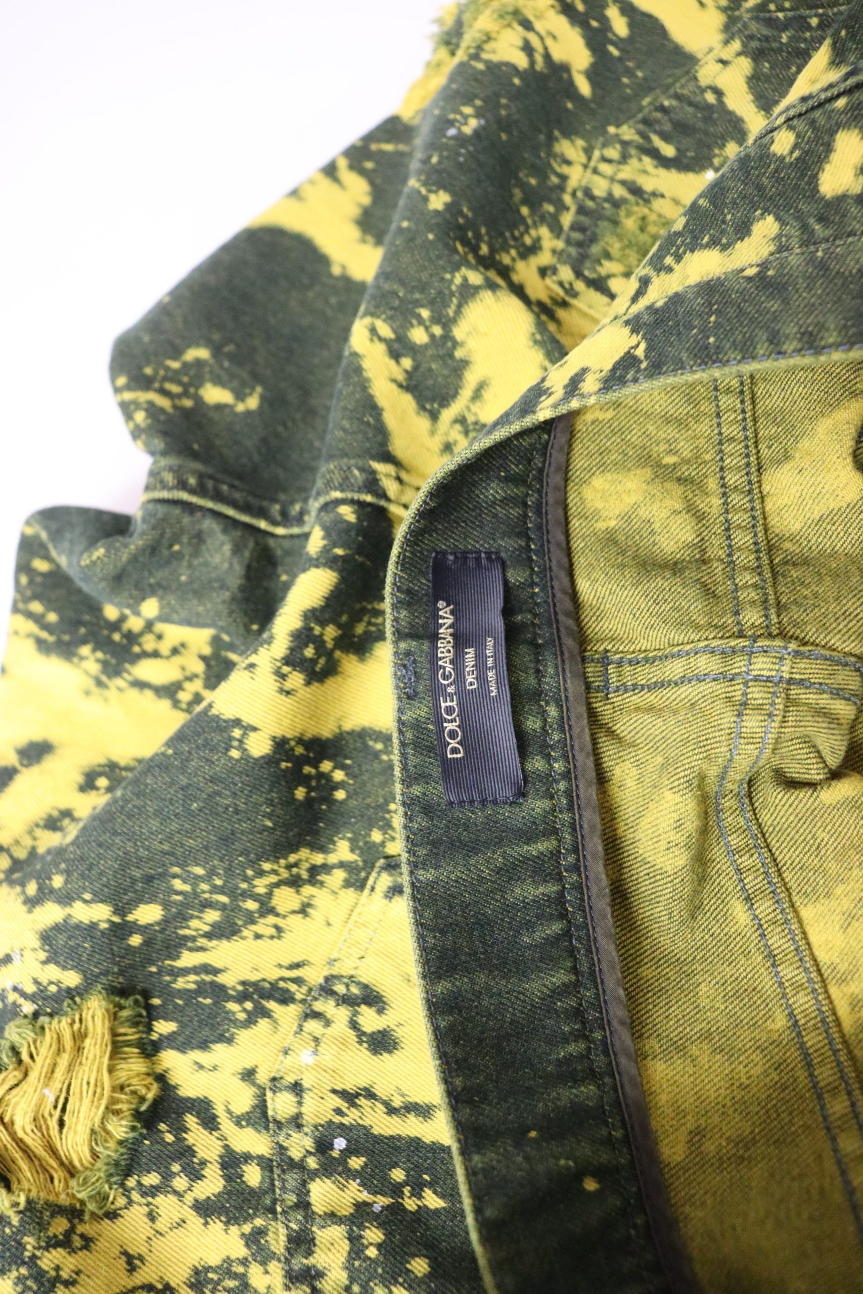 Dolce & Gabbana Yellow Tie Dye Панталони с висока талия Памучни дънки